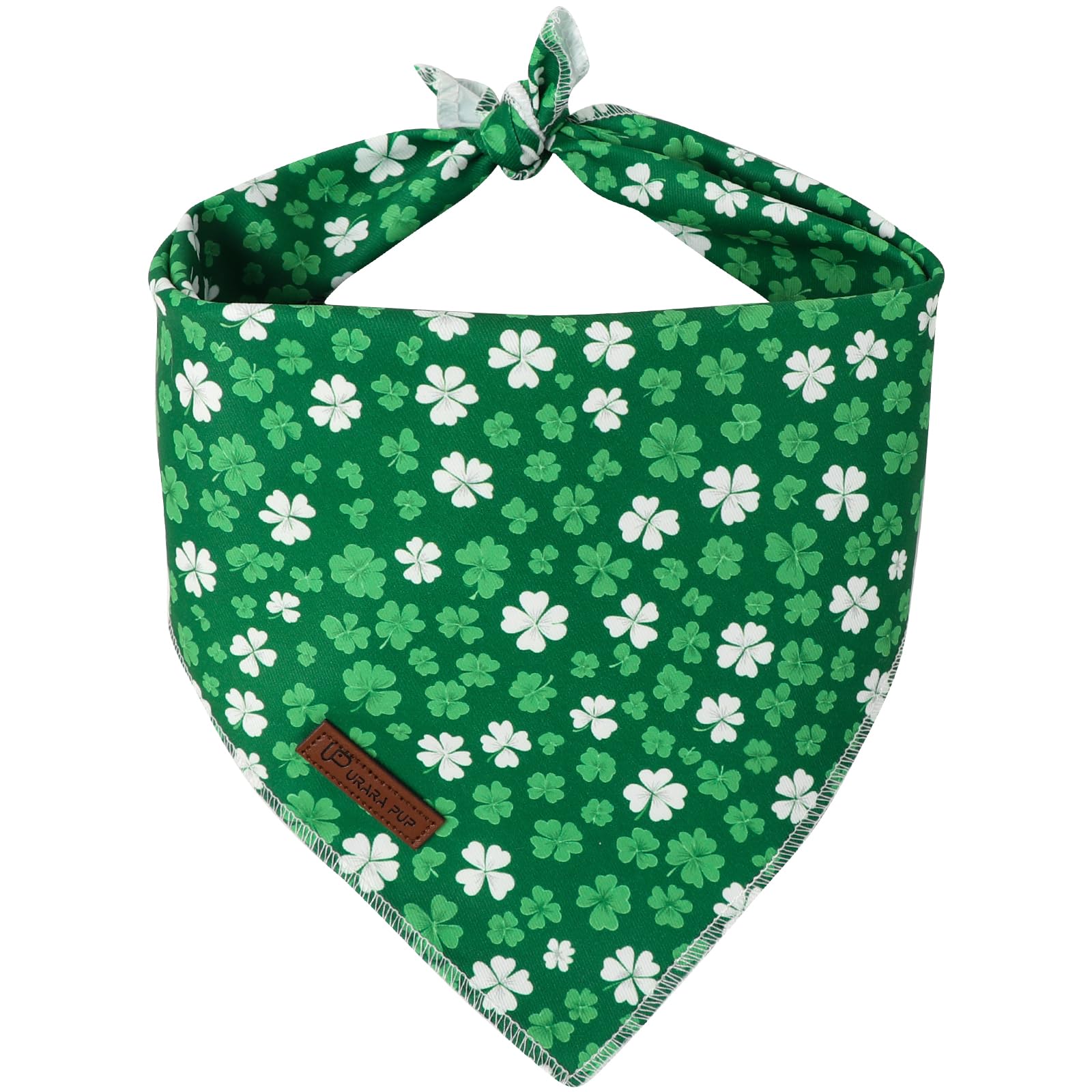 St. Patrick's Dog Bandana, UP URARA PUP Shamrock Triangle Bid Scarf for Medium Large Dogs, Cotton Kerchief for Girl Boy Puppies, Cute Spring Green Bandana,S