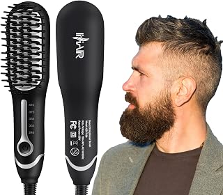 Beard Brush Premium Professional Beard Straightening Beard Comb Heated Beard Kit 3 in 1 Beard Straightening Comb 5 Temp Settings -Anti-Scald Feature for Men for Home and Travel