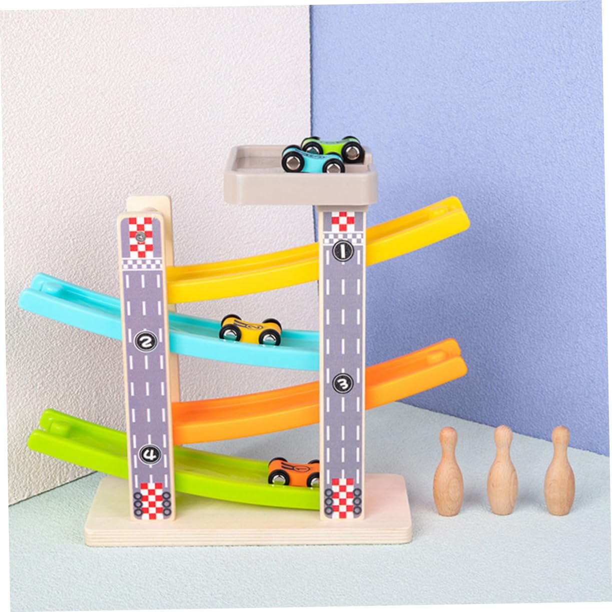 Hohopeti 1Set Inertia Gliding Track Car Educational Track Glider for Promotes Fine Motor Skills Cognitive Development Outdoor Play for Boys