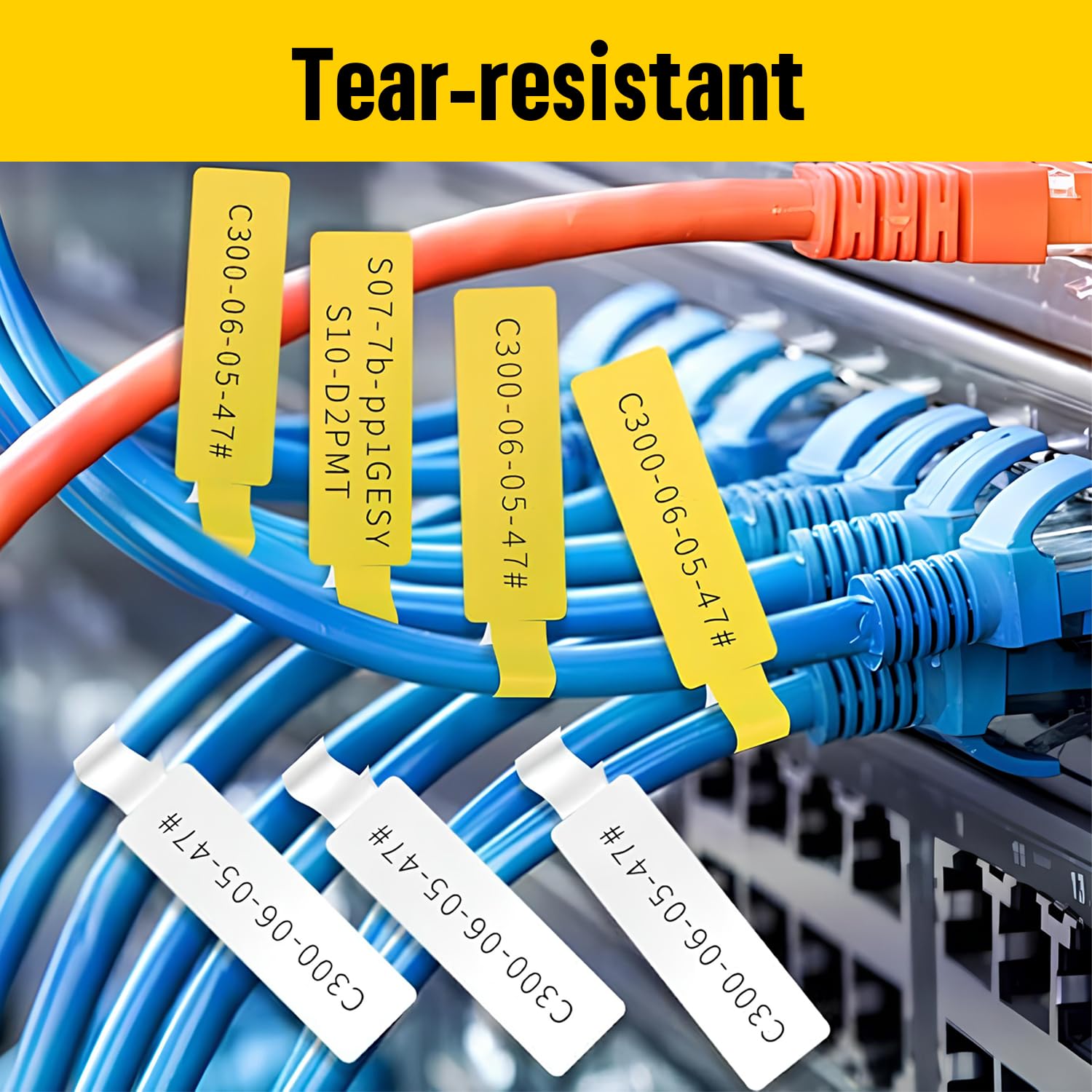 MakeID EP53 Flaggen-Etiketten, P-Flagge, vordimensioniertes Etikettenband mit Farbbandkassette für Innen- und Außenbereich, DatoCom-Etikettierung – für EP53 tragbare industrielle Etikettenhersteller
