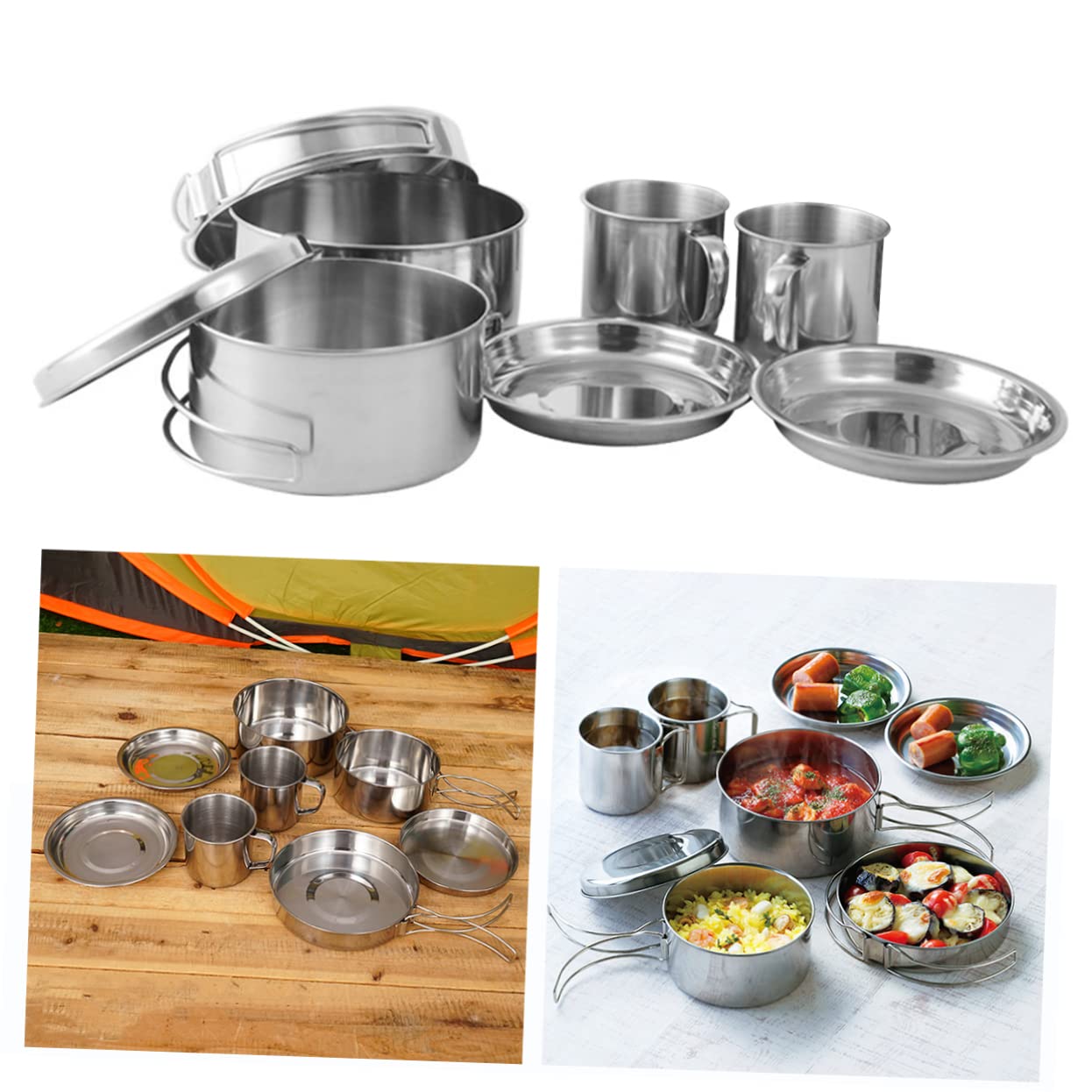 TOYANDONA Cuisine Portable pour Camping avec Tasses Assiettes Poêle Et Casserole pour Randonnée Et Activités Plein Air