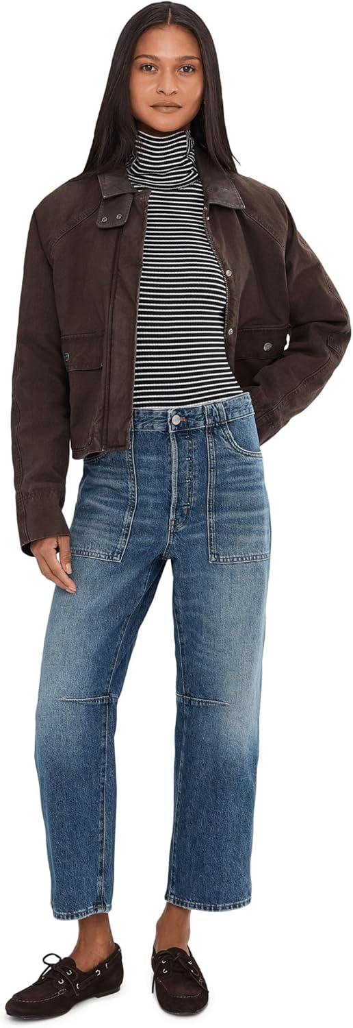 Madewell Womens Stripe Coverstitch Turtleneck Drapey Ray - Image 2