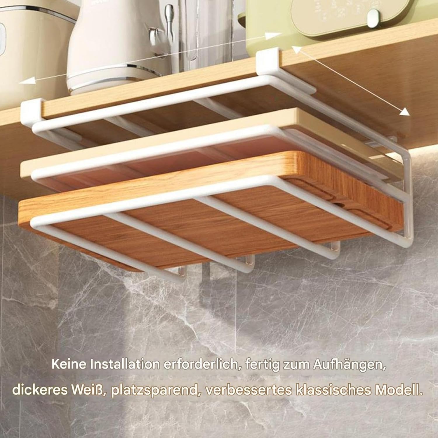 Porta Taglieri da Appendere sotto Il Pensile della Cucina, Organizer per Coperchi E Taglieri, Ripiano Salvaspazio per Pentole, Padelle E Taglieri White