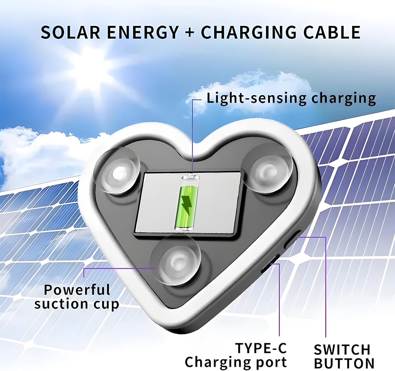 Solar Powered Car LED Ambient Light, Heart-Shaped Neon Light, Ip65 Waterproof Soft Warm Light Romantic Car Atmosphere Tube, Switchable Modes, for Outdoor Decor, Couples Space (Combination Set of 4)