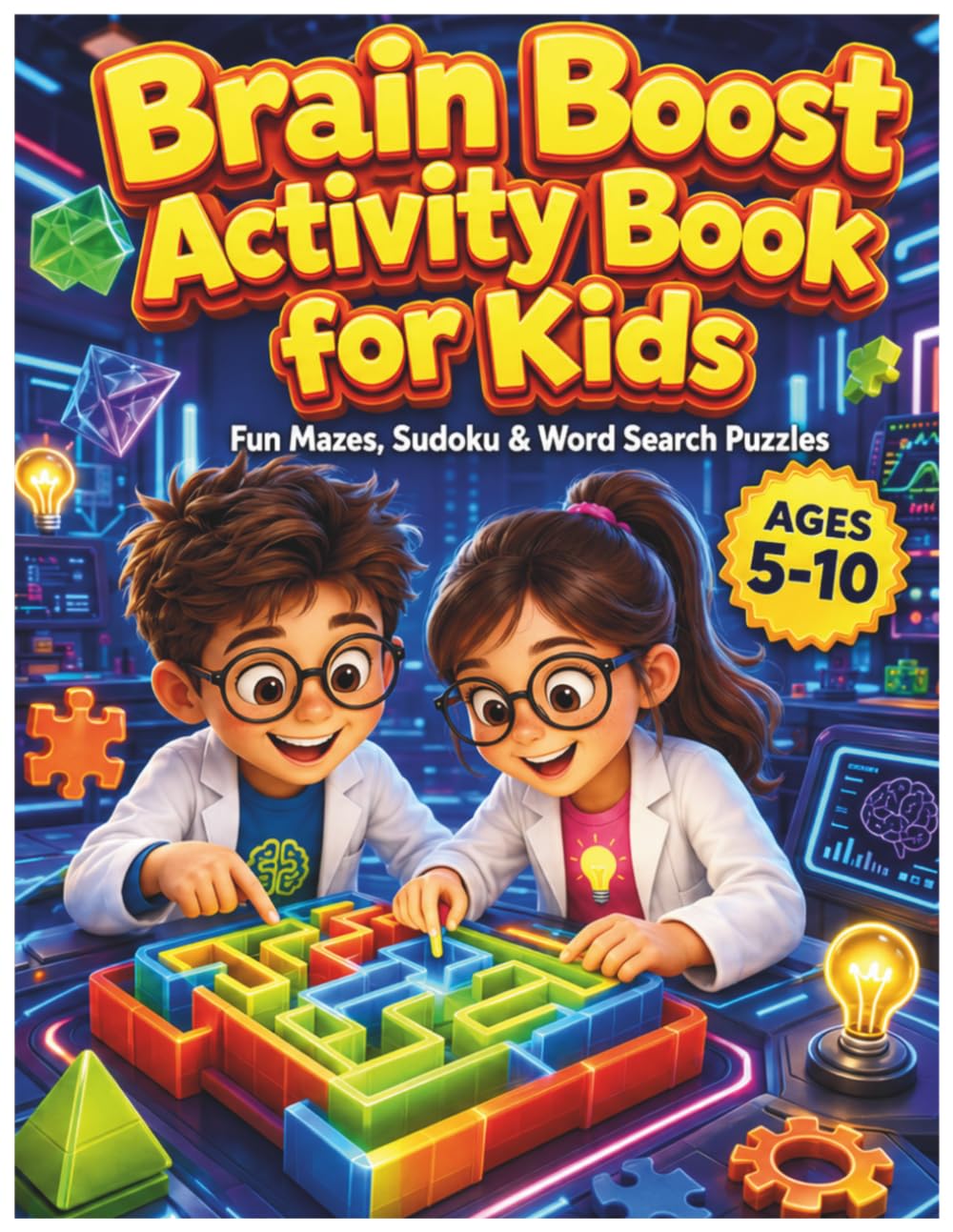 Brain Boost Activity Book for Kids: Fun Mazes, Sudoku, and Word Search Puzzles for Clever Kids Ages 5-10 | Jumbo Variety Activity Book for Brain Training