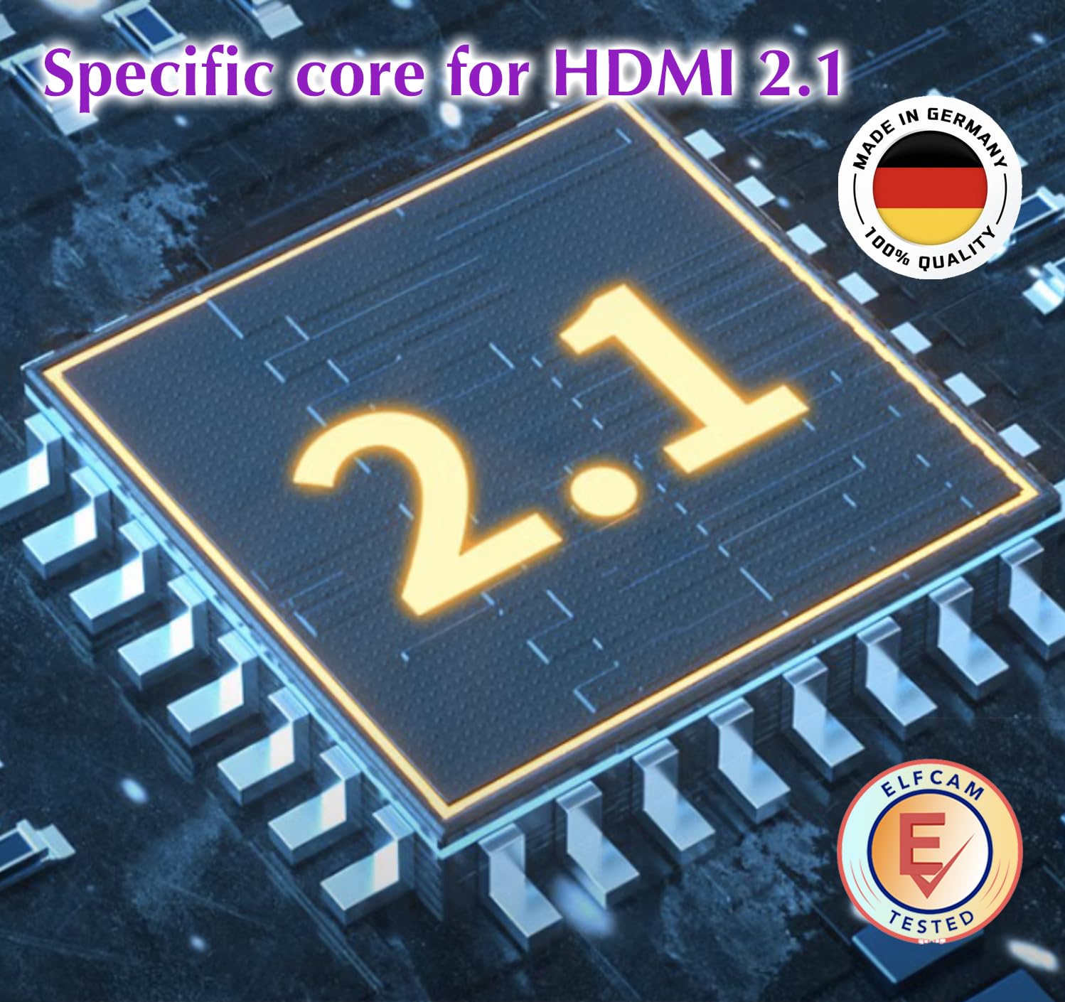 Elfcam-8K Cavo HDMI a Fibra Ottica 120M– 48 Gb/s eARC VRR–Ultra Alta Definizione per Cinema&Gaming–Chip Tedesco Silan+Laser V26, Fibra Resistente alle Piegature–Compatibile con PS5, Xbox, PC e TV 8K
