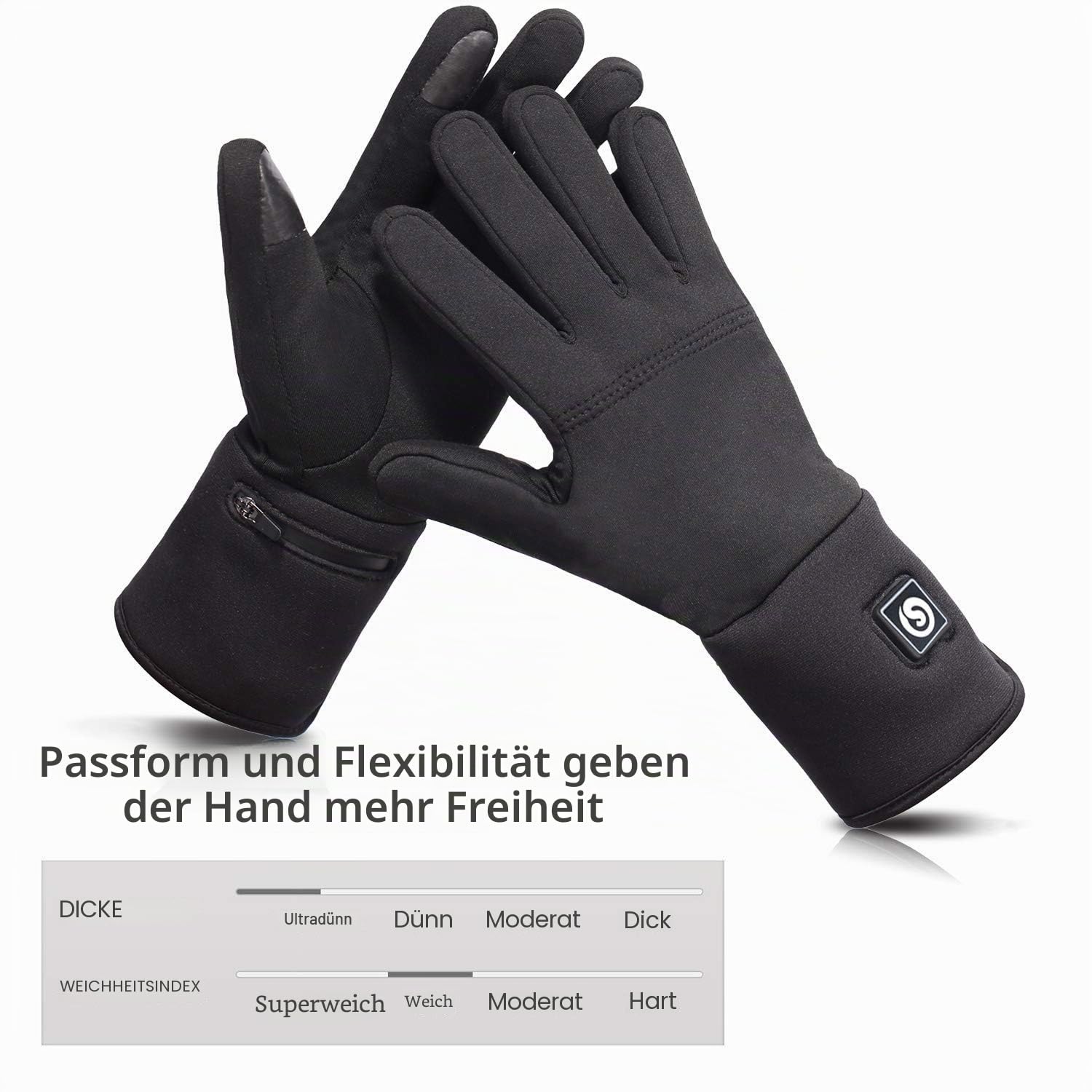 Sun Will Elektrisch beheizte Handschuhe für Damen und Herren, beheizte Winterhandschuhe, wiederaufladbar, für Outdoor-Fahrrad, Motorrad, Skifahren, Snowdoard, Jagd (Schwarz, XLXXL)