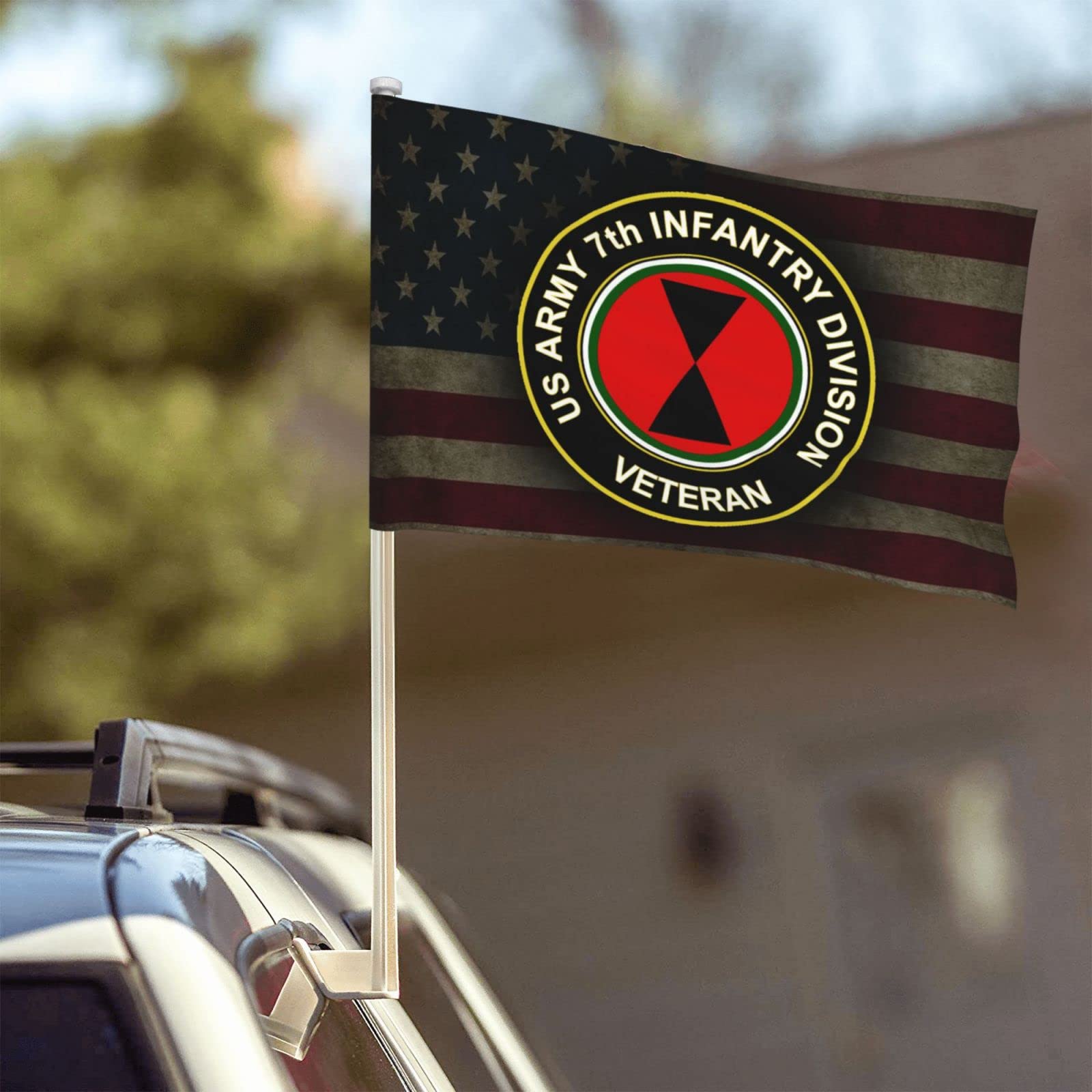 US Army 7th Infantry Division Veteran 100% Polyester Fabric With Printing For Indoor Outdoor Decoration