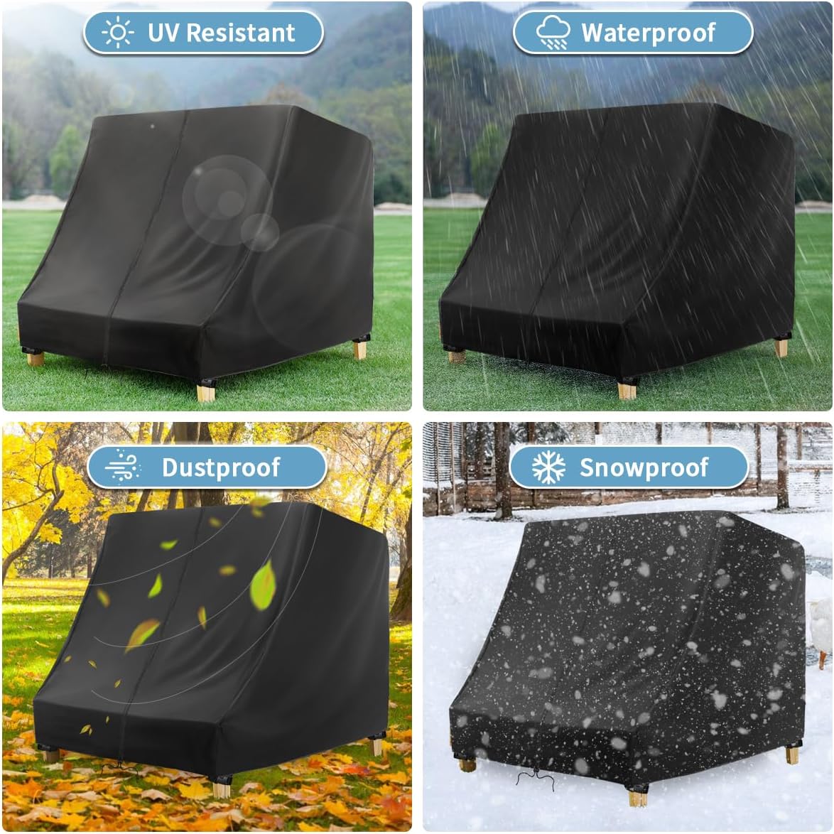 Outdoor Chaise Lounge Cover for KidKraft Wooden Double Chaise Lounge, Waterproof Kids Patio Furniture Set Cover, Weatherproof Covers for Kid Pets Patio Pool Furniture - 34"L x 37"W x 35"H