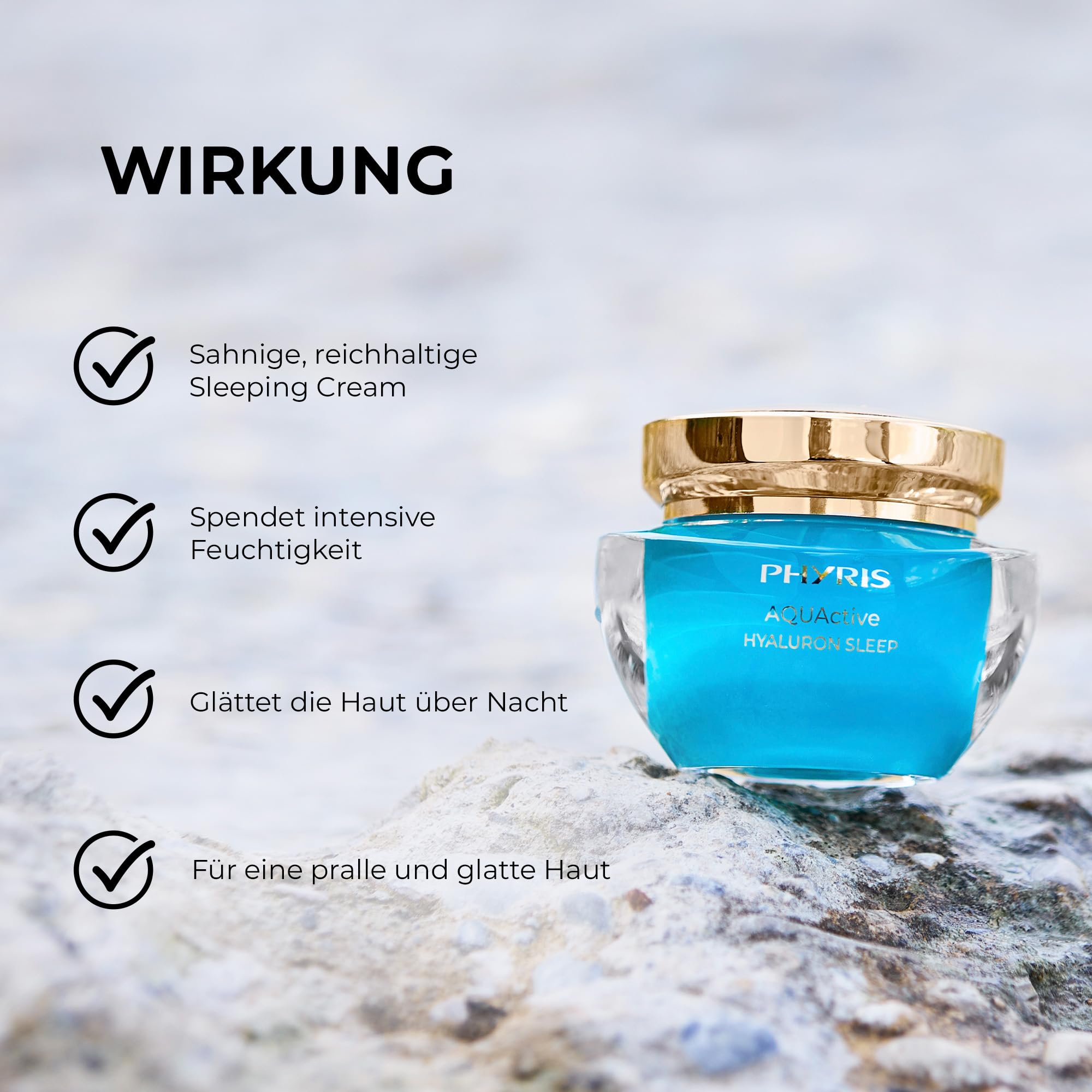 PHYRIS AQUACTIVE Hyaluron Sleep Feuchtigkeitsspendende Nachtcreme 50 ml | Mit Hyaluron, glättende Sleeping Cream für Gesicht, Hals & Dekolleté, regenerierende Nachtpflege