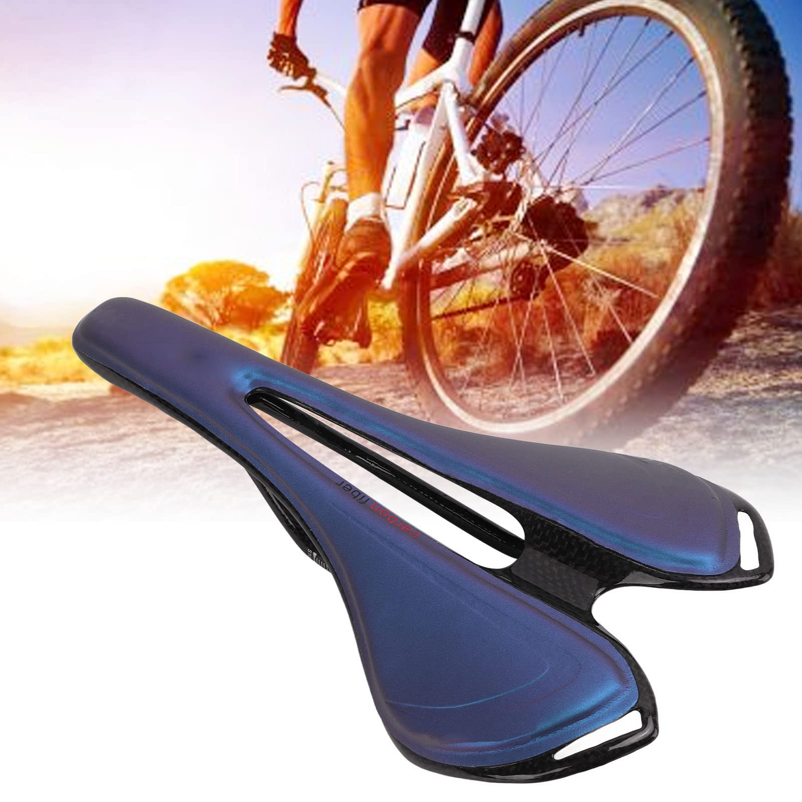 POENVFPO Fahrradsattel, 3K-Carbonfaser-Hohlatmungsaktives Design-Fahrradsattel-Sitzkissen Zum Radfahren