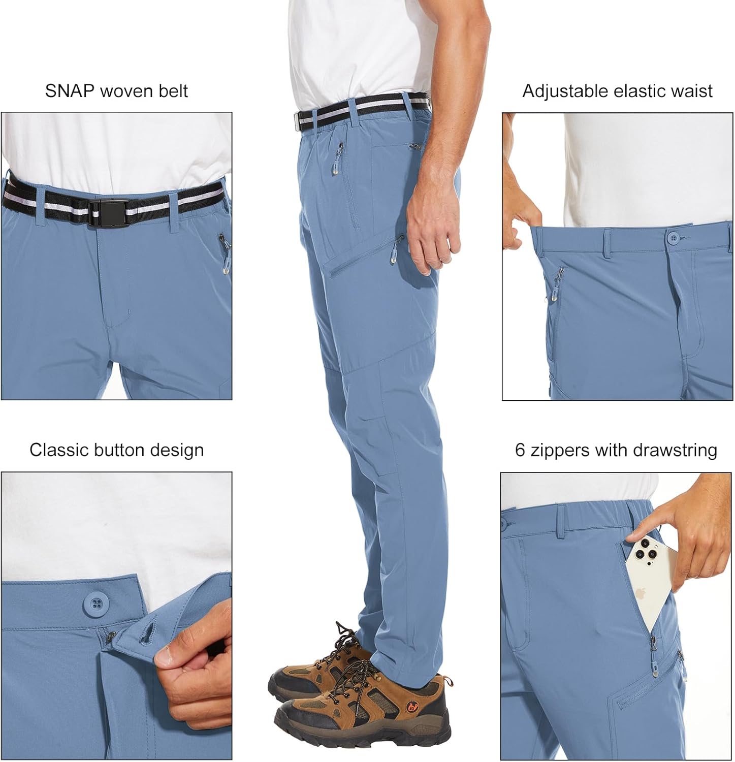 Arunlluta Hiking Pants for Men, Hiking Travel Pants Water-Resistant Mens Work Pants Stretch Quick Dry Lightweight - Image 3