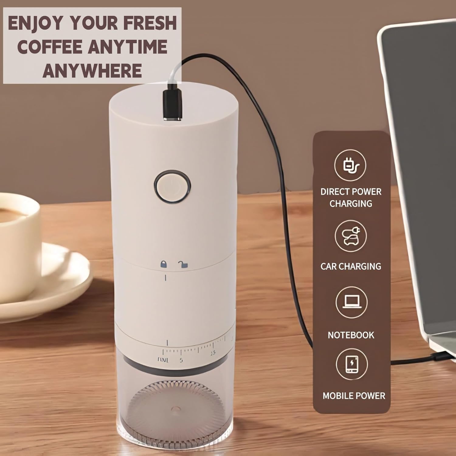 Portable Electric Conical Burr Coffee Grinder, Rechargeable Bean Mills, 38 Adjustable Grind Settings, Compact Travel Grinder for Espresso, Cold Brew, Pour Over