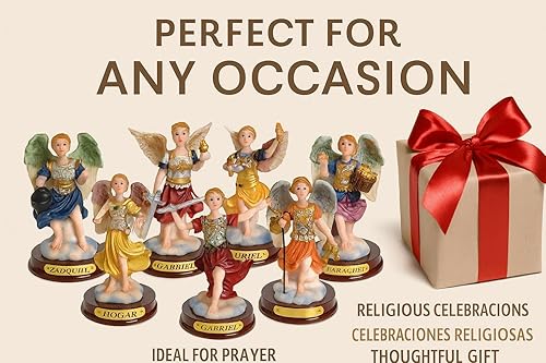 Miniatura 7 de Juego completo de estatuas de siete arcángeles - Figuras de resina de 3   Siete Arcángeles Figuras Completas Religiosas  Juego completo para altar