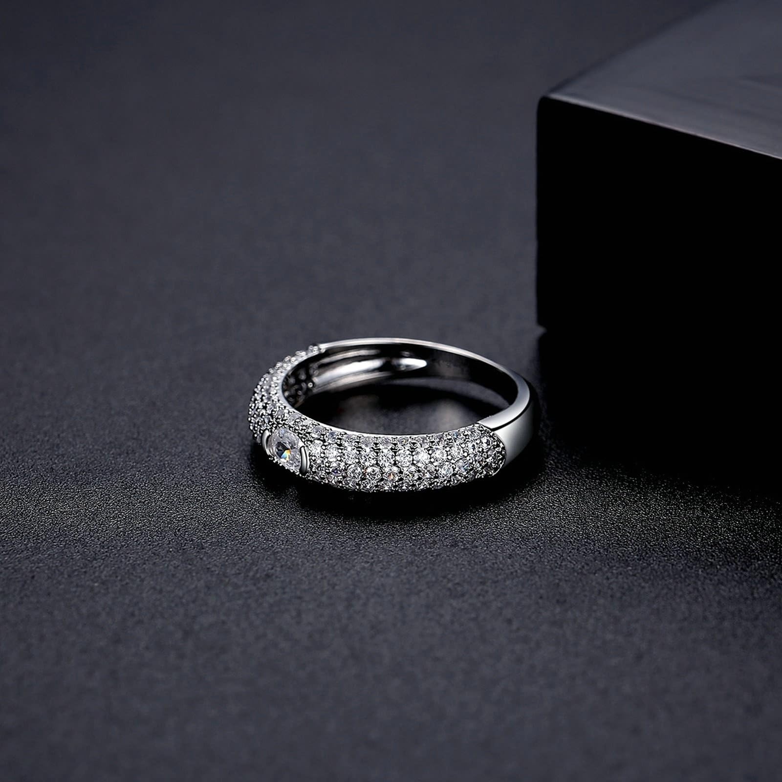 9 Karat Weißgold Verlobungsring Labordiamant Weiß, Ring Für Freundin Micro Pave Labordiamant