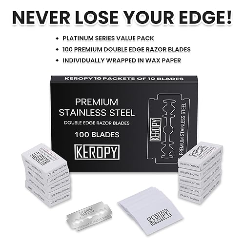 Miniatura 7 de Cuchillas de afeitar de seguridad KEROPY 100 - Acero inoxidable súper afilado y suministro de por vida para un afeitado suave, selladas
