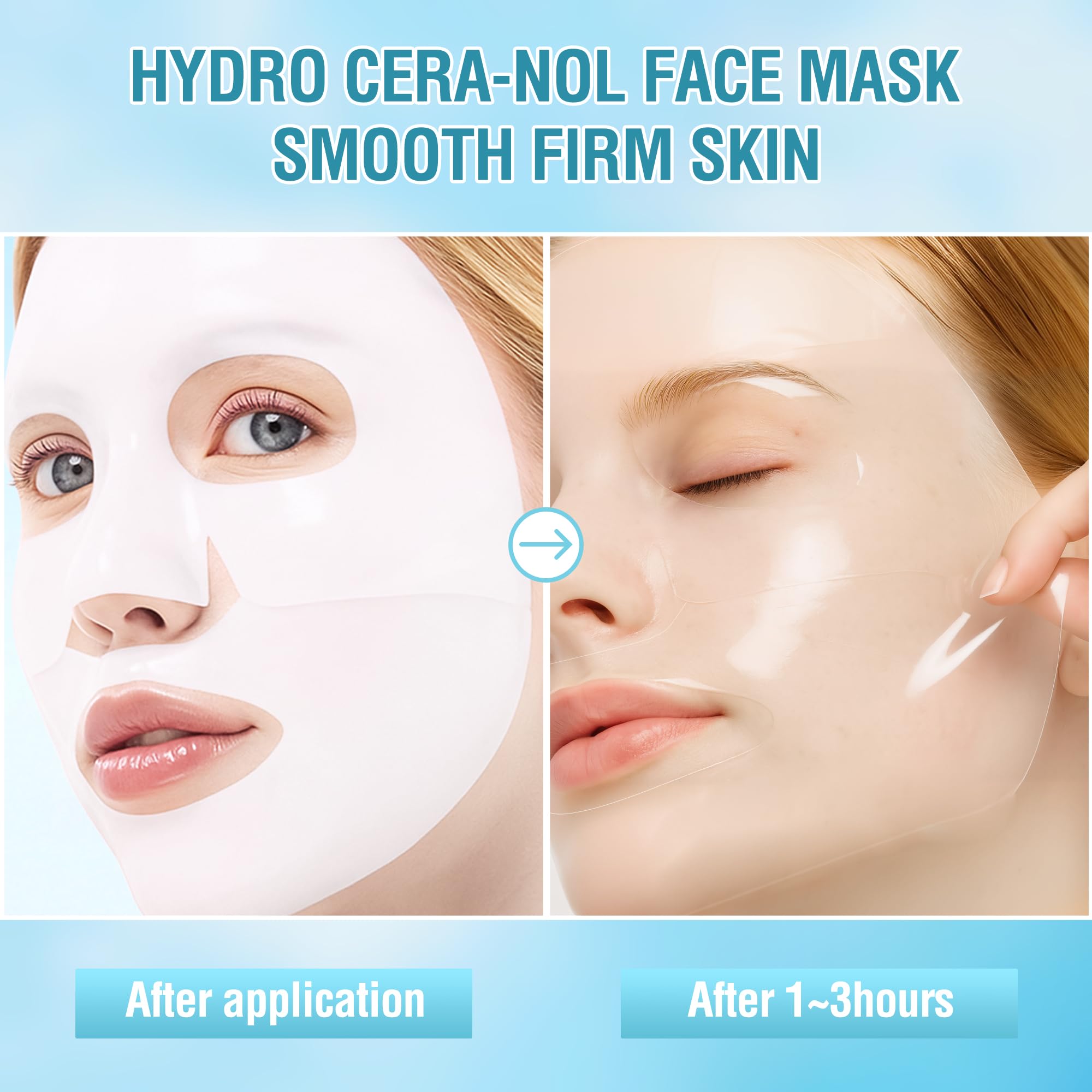 HYDRO CERA-NOL Face Mask, Real Deep Hyaluronic Acid Hydrating Sheet Masks, Nourishing, Brightening and Smoothing Skin - Image 3