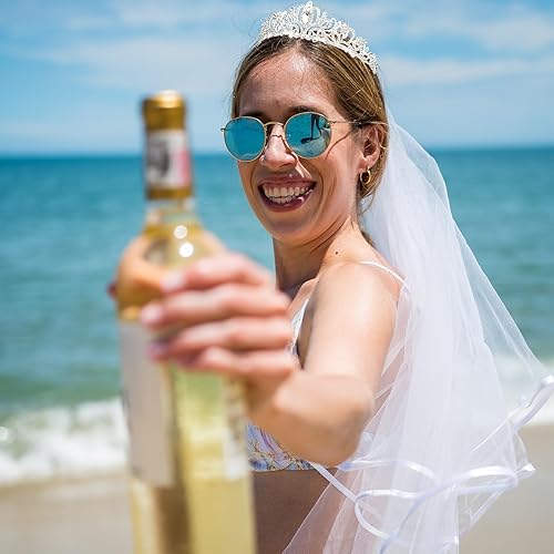 Miniatura 4 de CIEHER Tiara plateada + velo de novia + banda de novia + juego de tatuajes temporales de despedida de soltera, regalos de despedida de soltera,