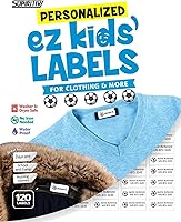 Vista 16 de 120 etiquetas de nombre impermeables personalizadas, autoadhesivas, para ropa, escuela, campamento, enfermería, juguetes, para todos los usos