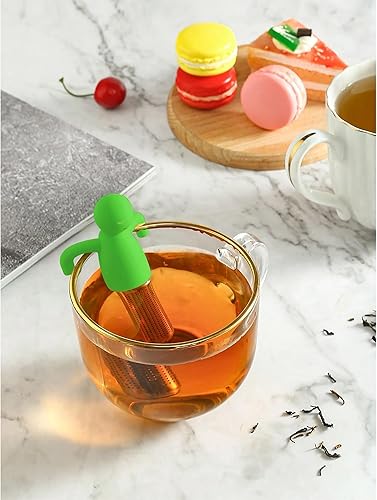 Miniatura 4 de HIC Kitchen Infusor de té de hombre de silicona con soporte de goteo, acero inoxidable 188 y silicona