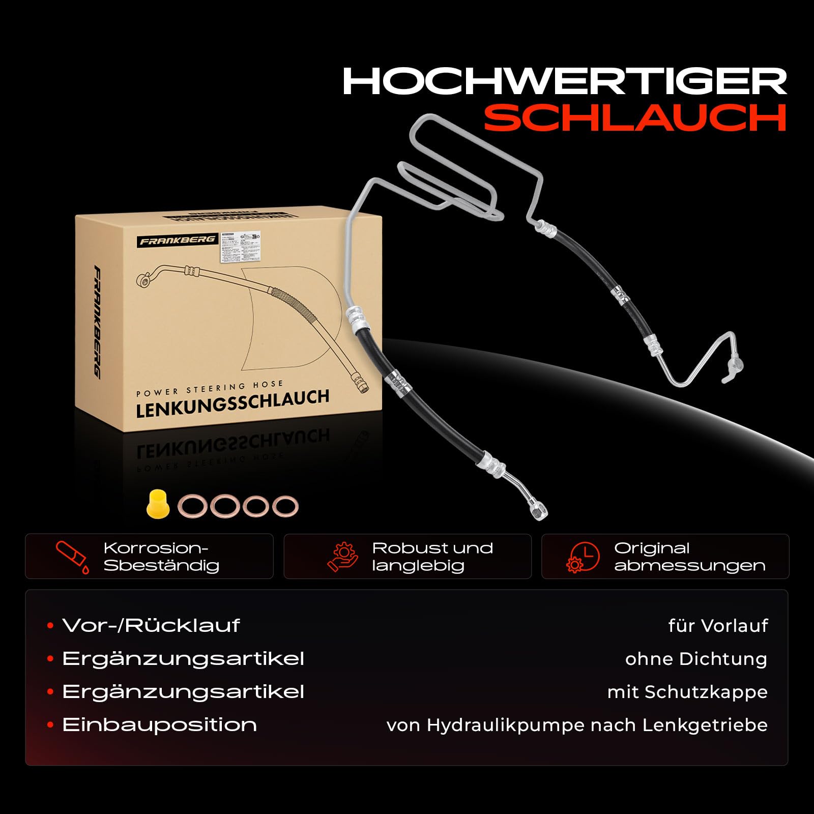 Frankberg Servolenkung Schlauch Kompatibel mit A3 8L1 S3 q.u.a.t.t.r.o 1990-2003 Replace# 8N0422893N