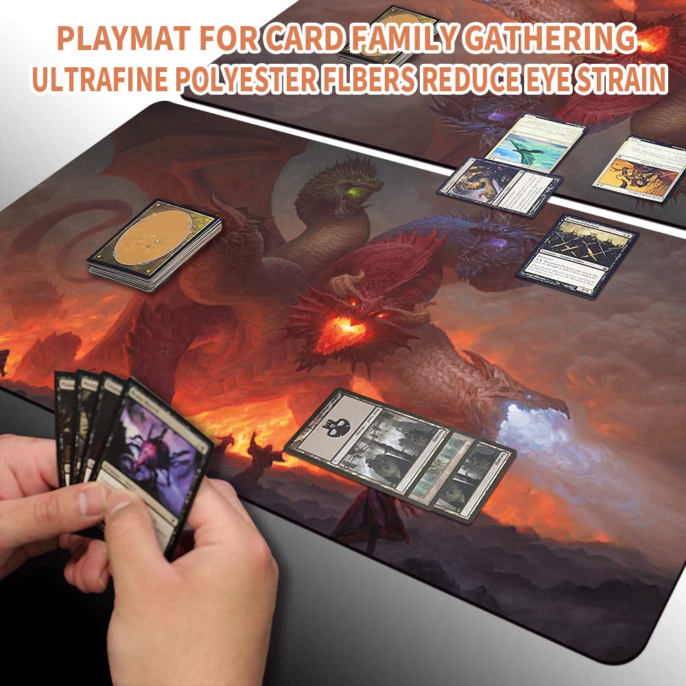Four leaves TIAMAT- MTG Spielmatten+Kostenlose wasserdichte Tasche,MTG Playmate Table Mat, MTG Mouse Pad,Dustproof and Waterproof for Supporting MTG Combat