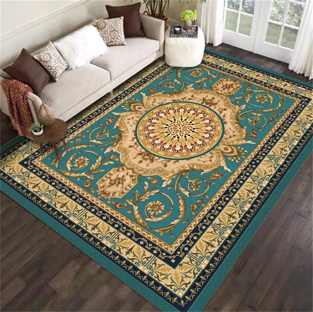 Tapis de salon 70x140CM vert floral pour retrouver la chaleur des maisons de famille