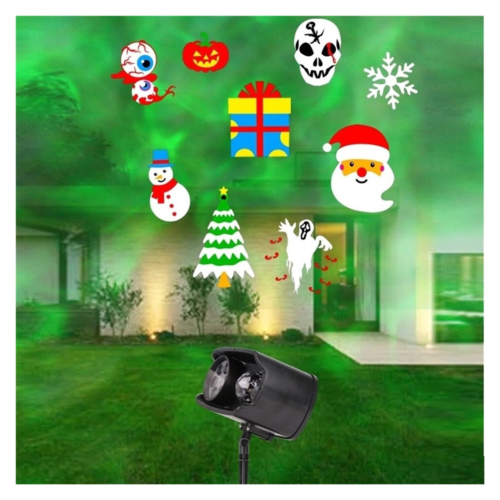 Proiettori Halloween Natale Decorativo Atmosfera Luci All'aperto Halloween Mischief Projector Natale Proiettore per feste a casa Lampade per atmosfera natalizia Proiettori per illuminazione esterna