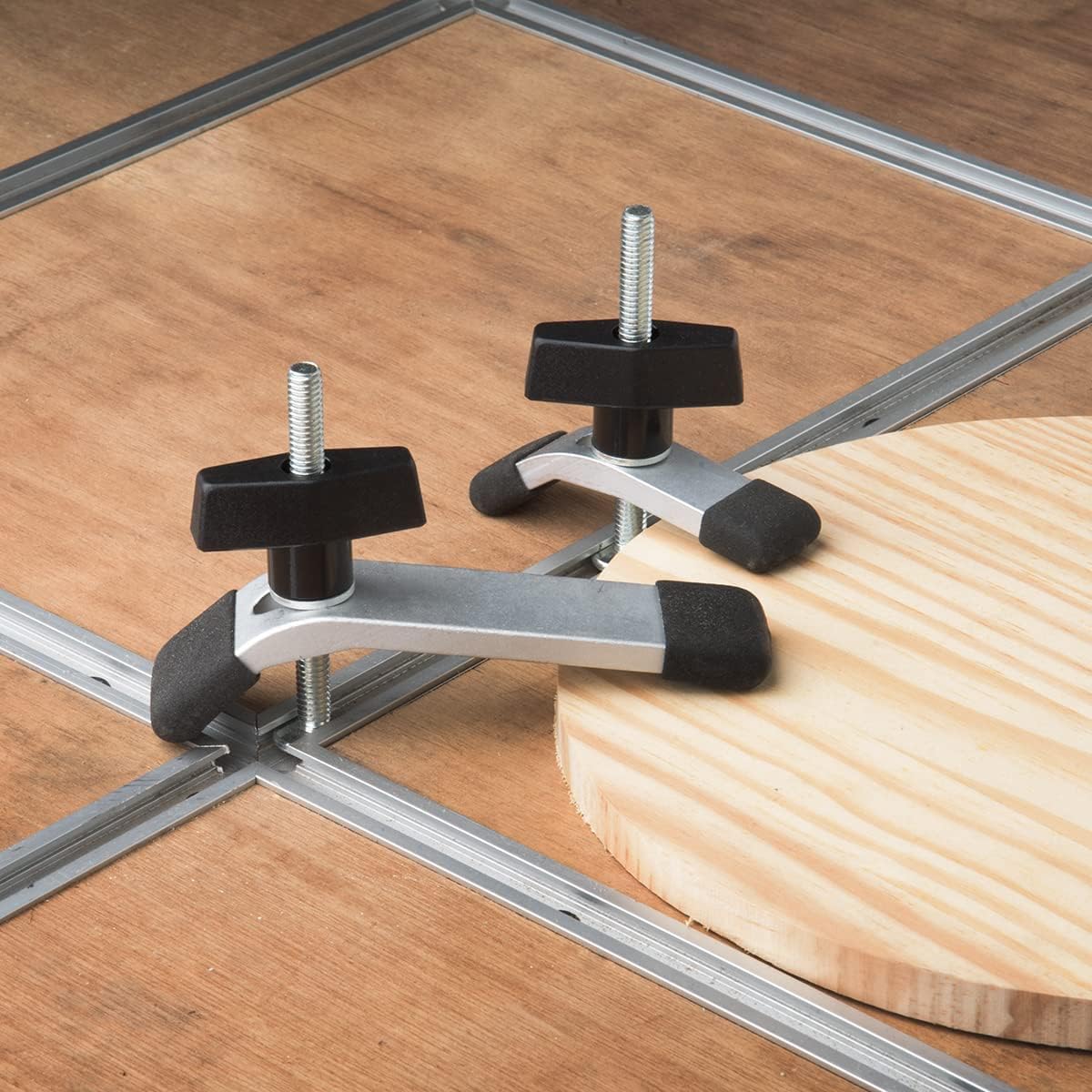 POWERTEC 10 Pack 1/4"-20 T Knobs, Threaded Clamping Knobs for T Track & Table Saw Accessories, Featherboard, Woodworking Jigs on Miter Saw, Router Table, Drill Press (QNB3001-P2)
