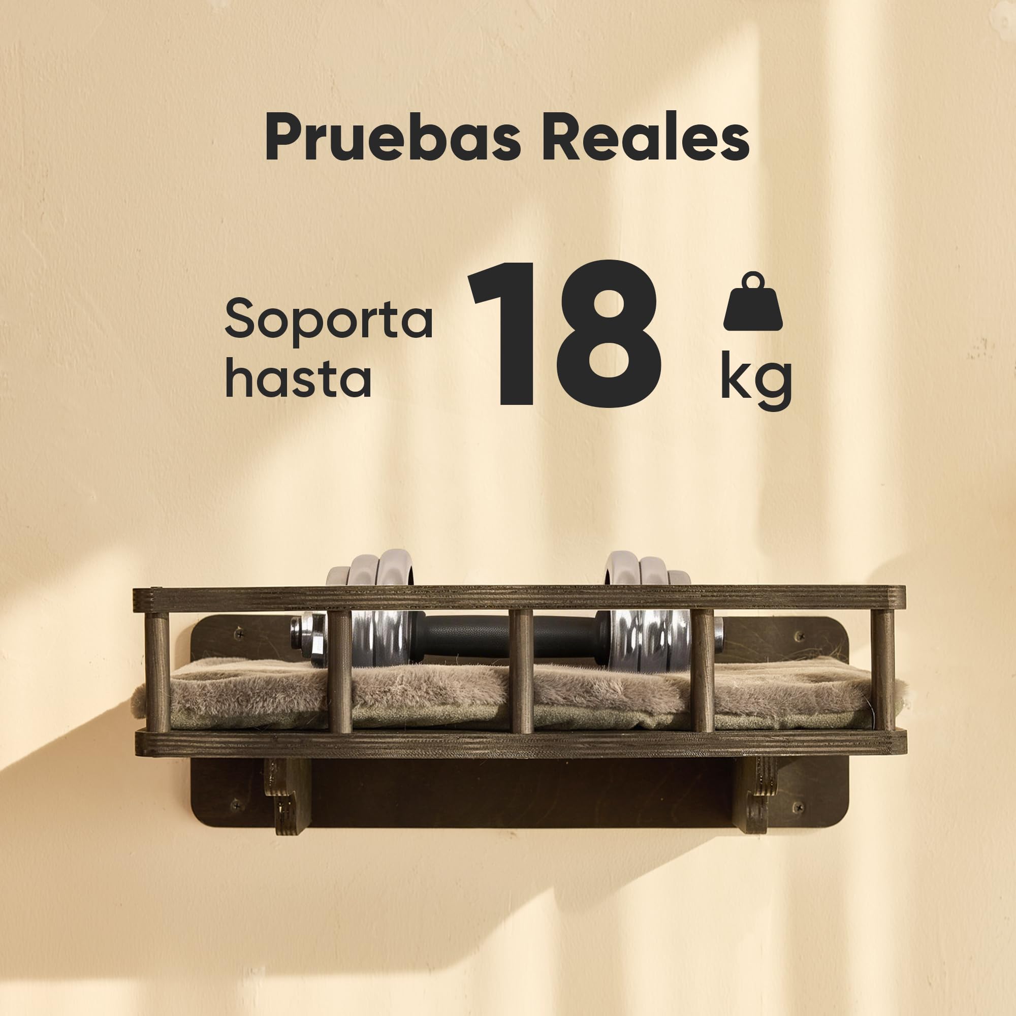 FUKUMARU Set de Pared de Escalada para Gatos, 4 en 1 Mueble de Pared Estable de Madera Multicapa con Hamaca, estantes, Poste rascador y Alfombra de sisal – Kletterwand Ahorra Espacio (Negro)