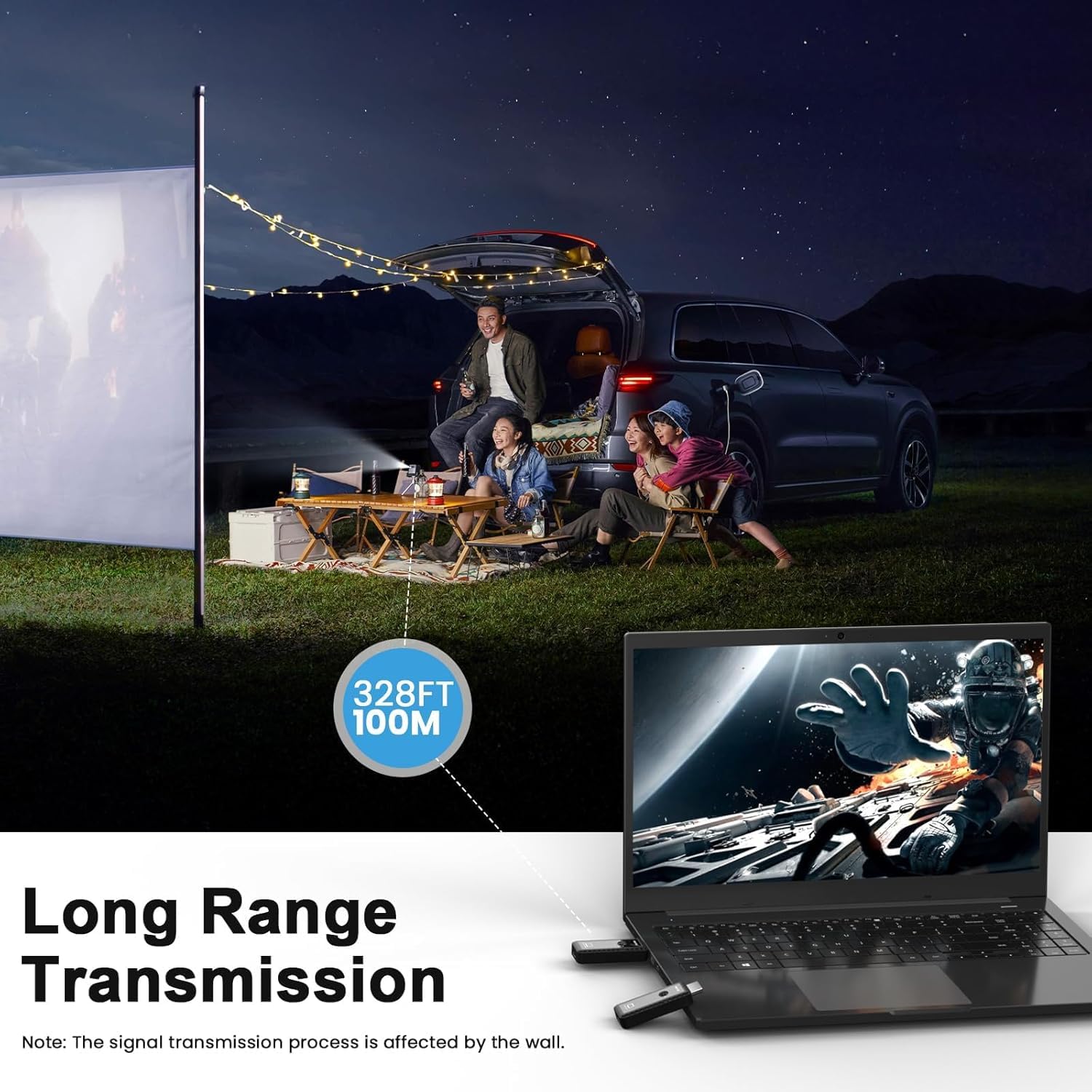 PWAYTEK Trasmettitore HDMI wireless e 2 ricevitori con adattatore | Plug & Play, supporto 5G/2.4G per lo streaming di video e audio per monitorare da laptop/TV Box/PC