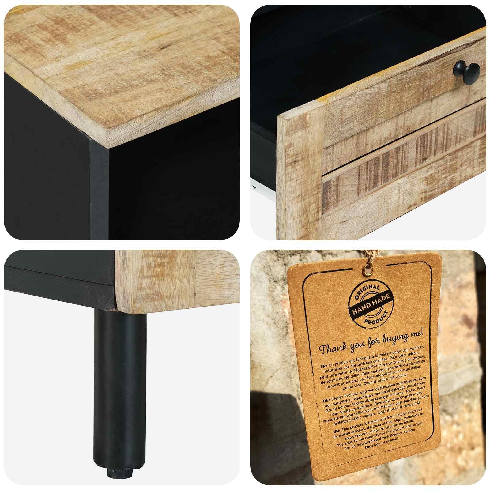 Mueble de almacenamiento de madera, mango macizo, 80 x 33,5 x 46 cm, con