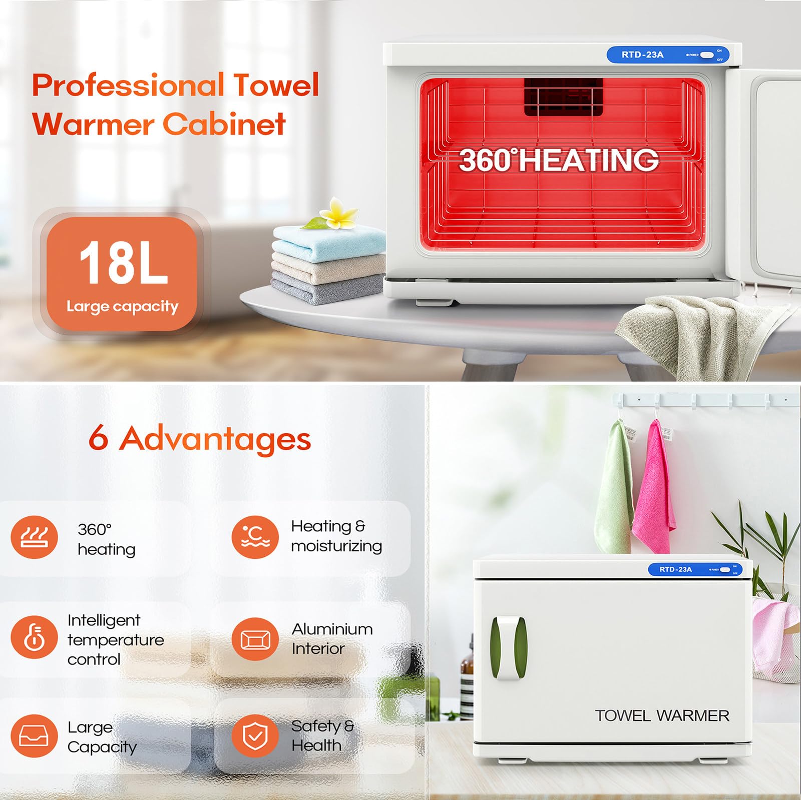 Gabinete Calentador De Toallas De 176 °F, CalefaccióN De 360 °, Gabinete De DesinfeccióN De Toallas De 18 L, Seguridad Y Salud, Uso Para Spa Facial, Belleza Del Cabello, Equipos De SalóN Y Hogar
