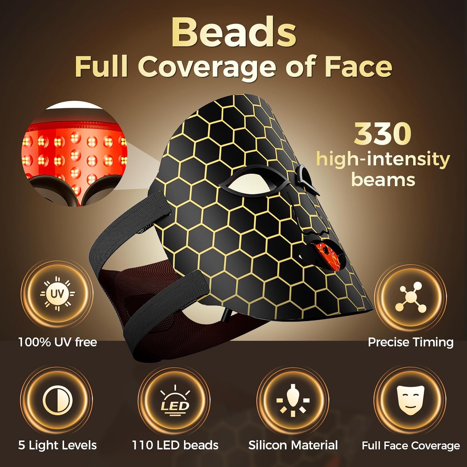 Red Light Therapy Mask for Face, 7-Color LED Face Mask, Near Infrared 850nm, Anti-Aging Wrinkle Reduction & Acne Treatment, At-Home Skin Rejuvenation Beauty Device for Women & Men