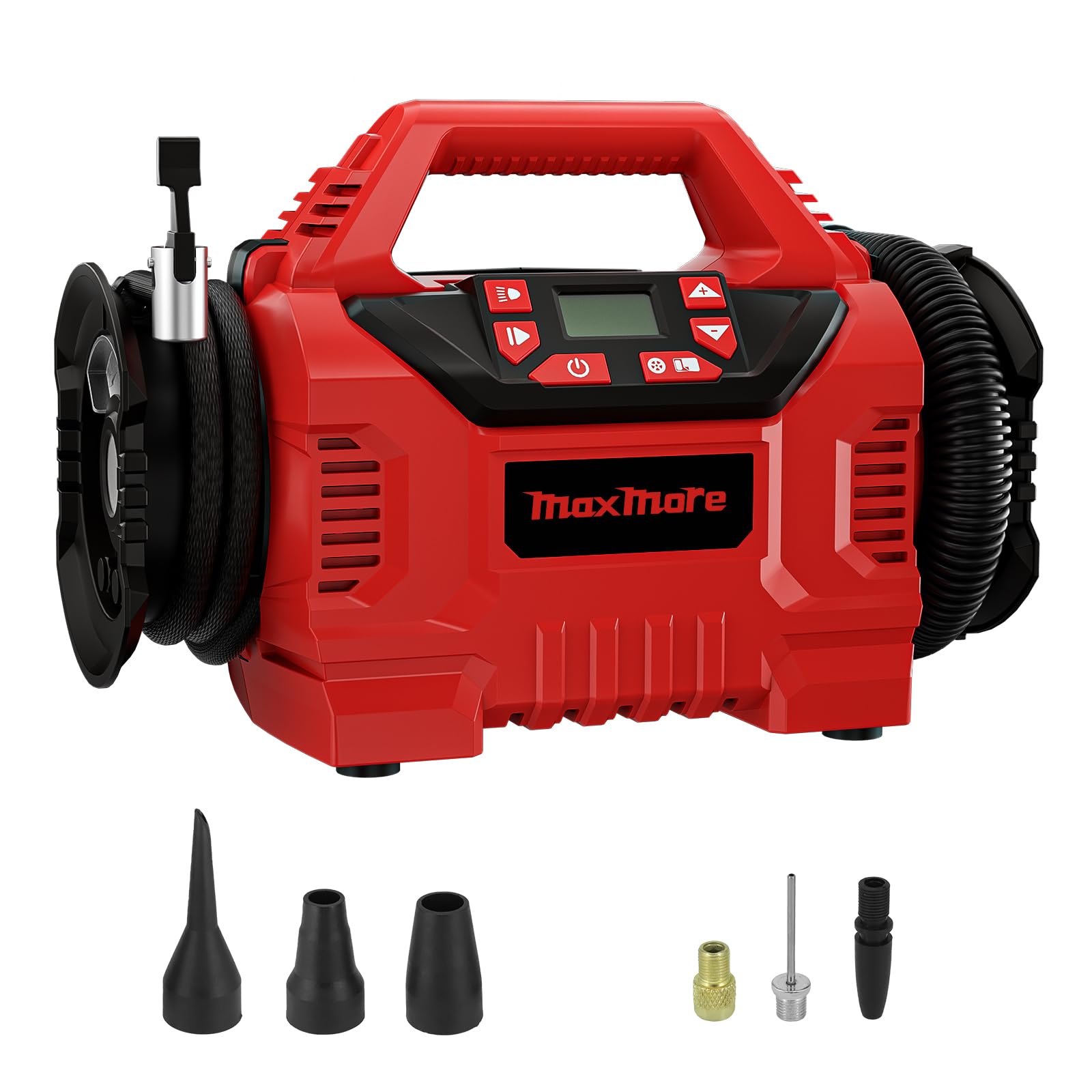 MaxMoreCordless Tire Inflator Compatible with Milwaukee 18V Battery, 160 PSI High Pressure Portable Air Compressor with Digital Gauge, Auto Shut Off, LED Light For Balls, Tires, Swim Toys (Tool Only)