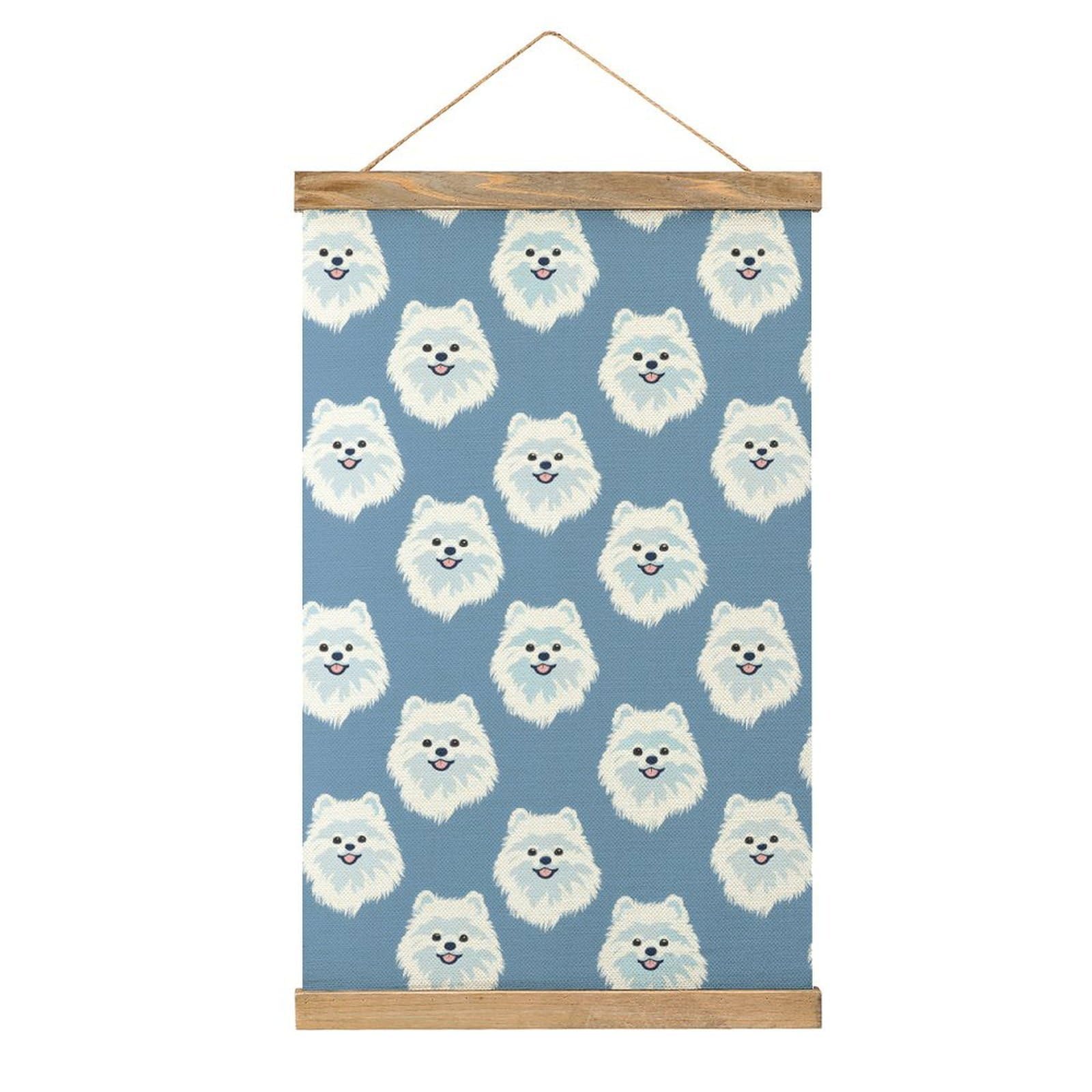 CGSBNGHA Funny Pomeranian Dog Wall Art Prints Linen Hanging Painting Scroll Paintings Pictures Decor for Home