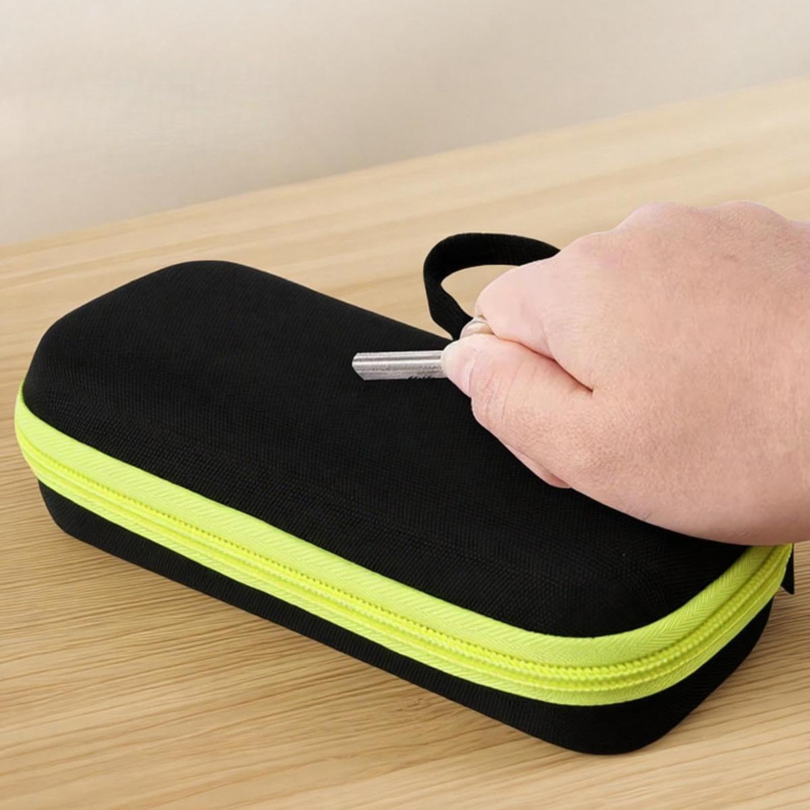 Hard Case for Electric Trimmer and Shaver Lightweight Sturdy EVA Storage Bag Black Yellow-image-42
