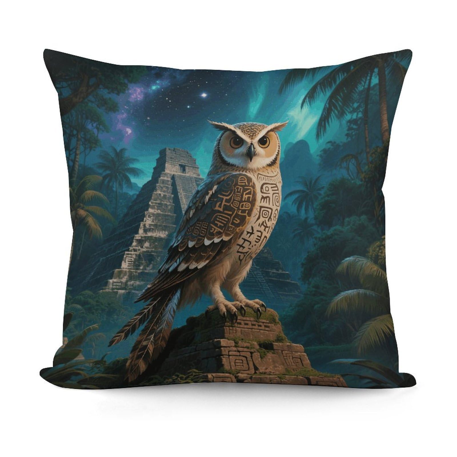 VstaDank Maya Owl Throw Pillow Cover Soft Square Cushion Cover Art Artwork Pillow Covers Mordern Couch Pillow Covers Decorative Cushion Case for Chair Couch Bedroom Living Room