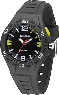 XB-37-1 - Reloj de pulsera juvenil para exteriores, analógico, cuarzo, 10 bar, con luz, color gris antracita y amarillo, antracita, Correas