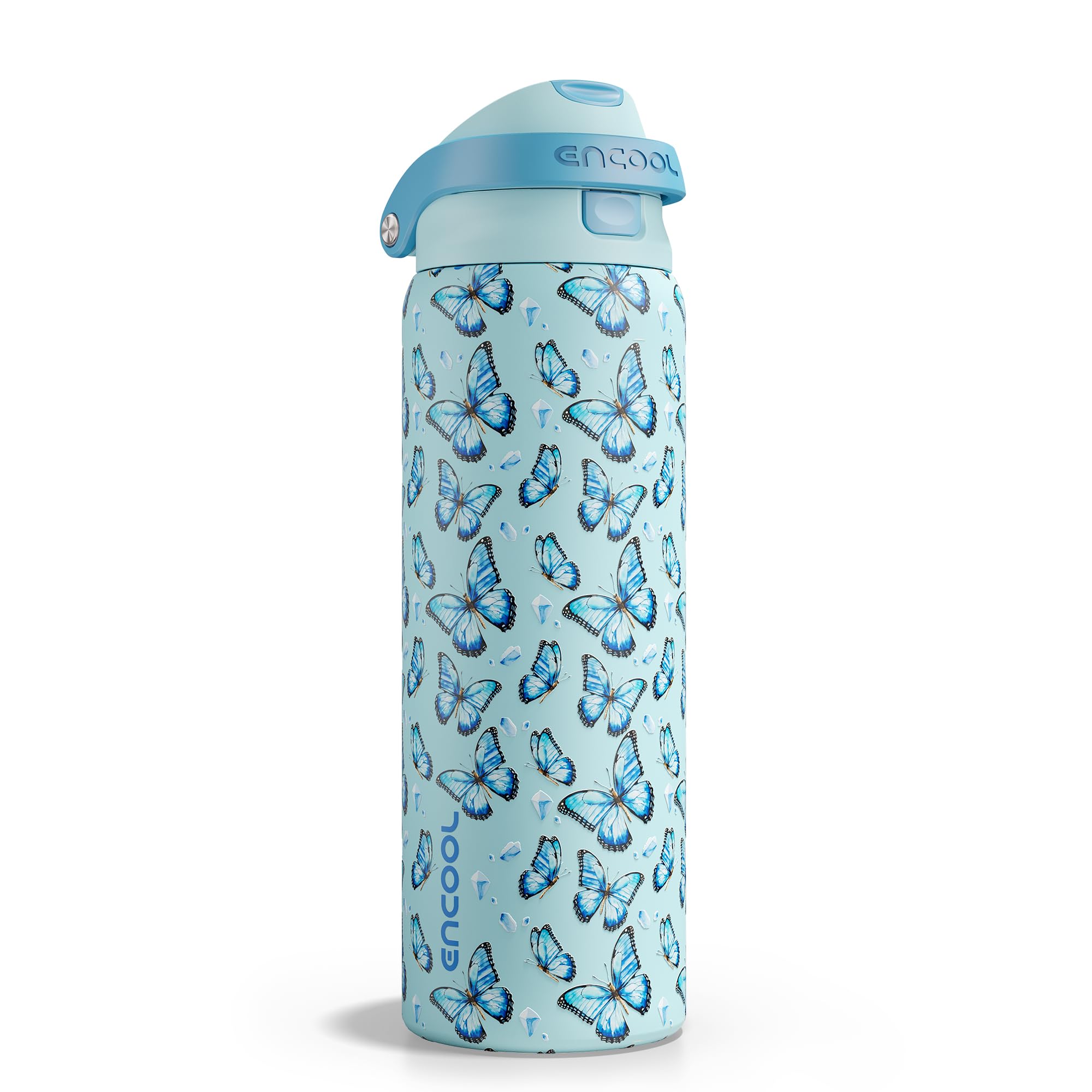 ENCOOL Leakproof Insulated Water Bottle with Straw Dual-Sip Water Bottle Bag-Safe Design for Work, Commute & Gym – Keeps Drinks Cold All Day, 32 oz,