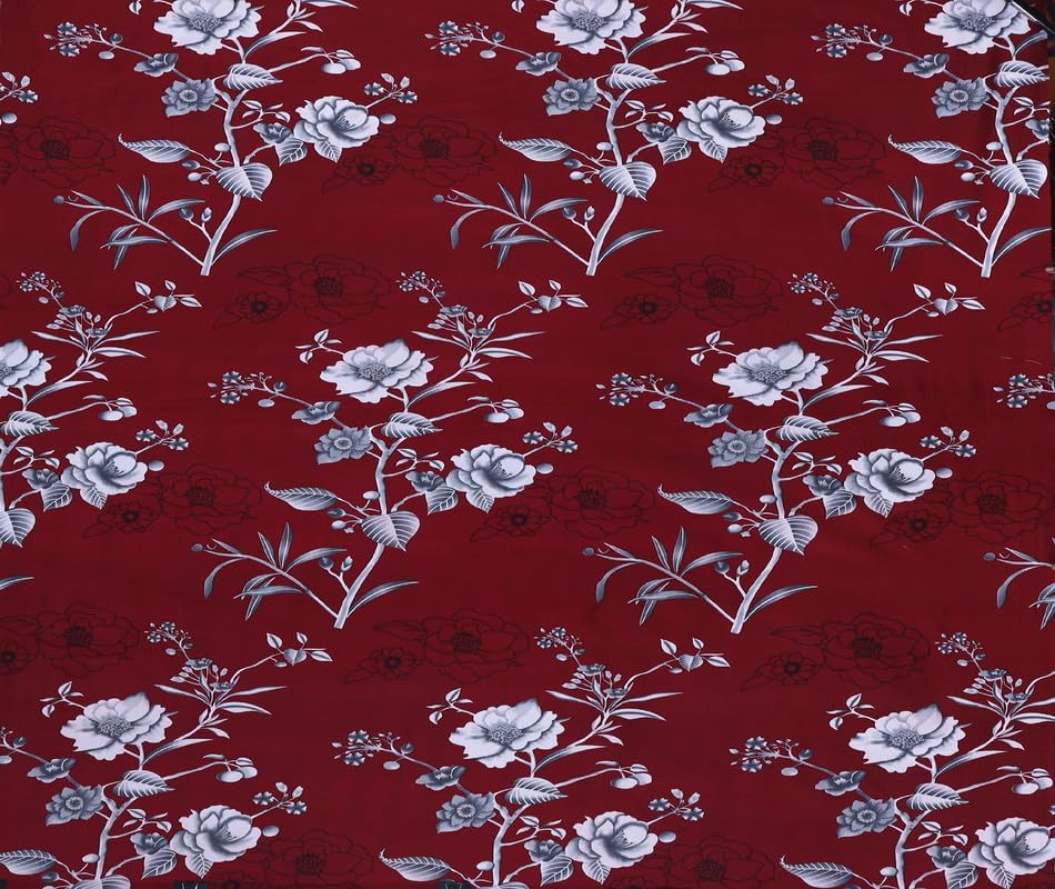 Image of NEW LEAF Premium Cotton Elastic Fitted Bedsheets with 2 King Size Pillow Covers | Double Bed with All Around Elastic 180 TC Supersoft |Size-72 King Sizex78+10 inches | Maroon & White