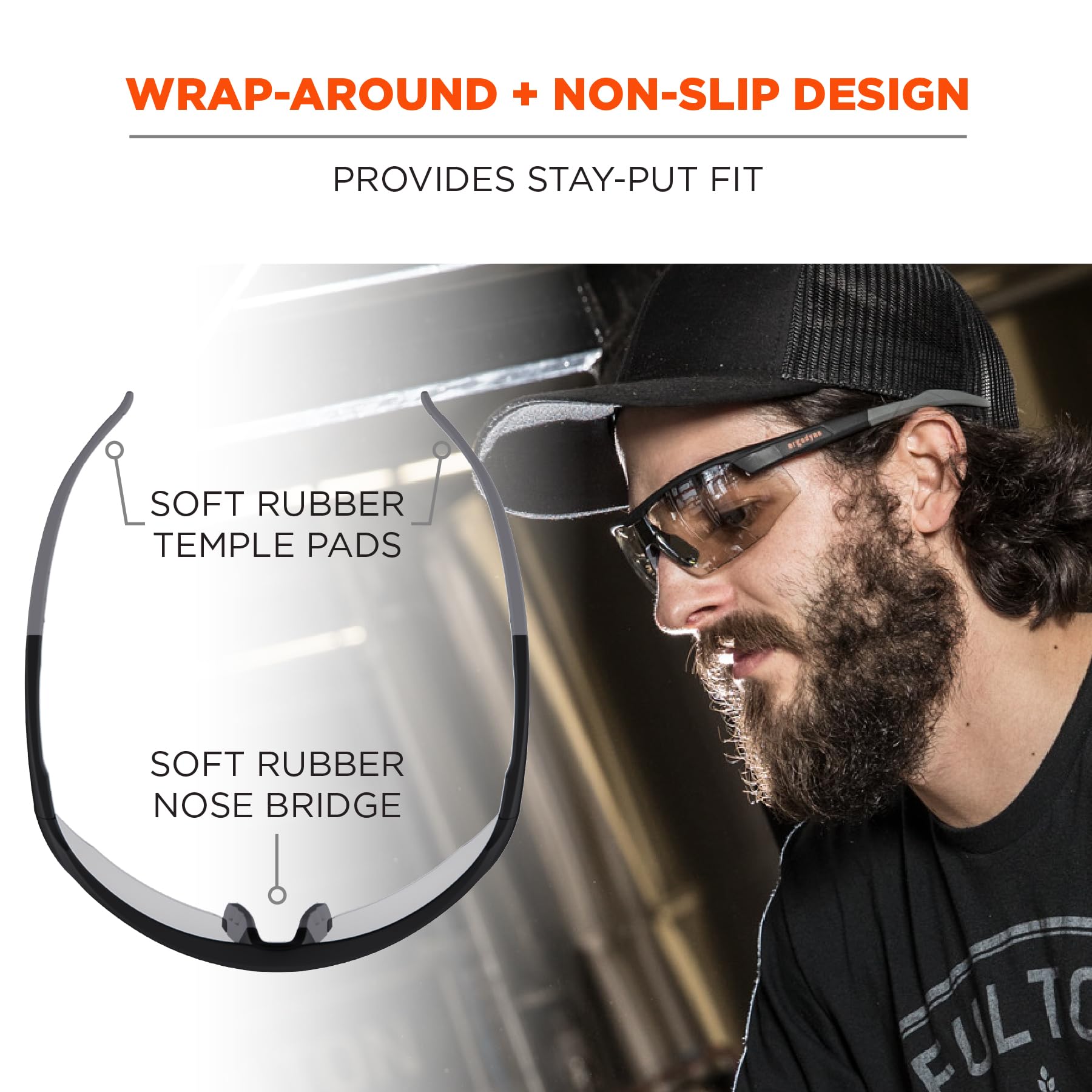 Ergodyne Skullerz SKOLL Safety Glasses-Matte Black Frame, Clear Lens