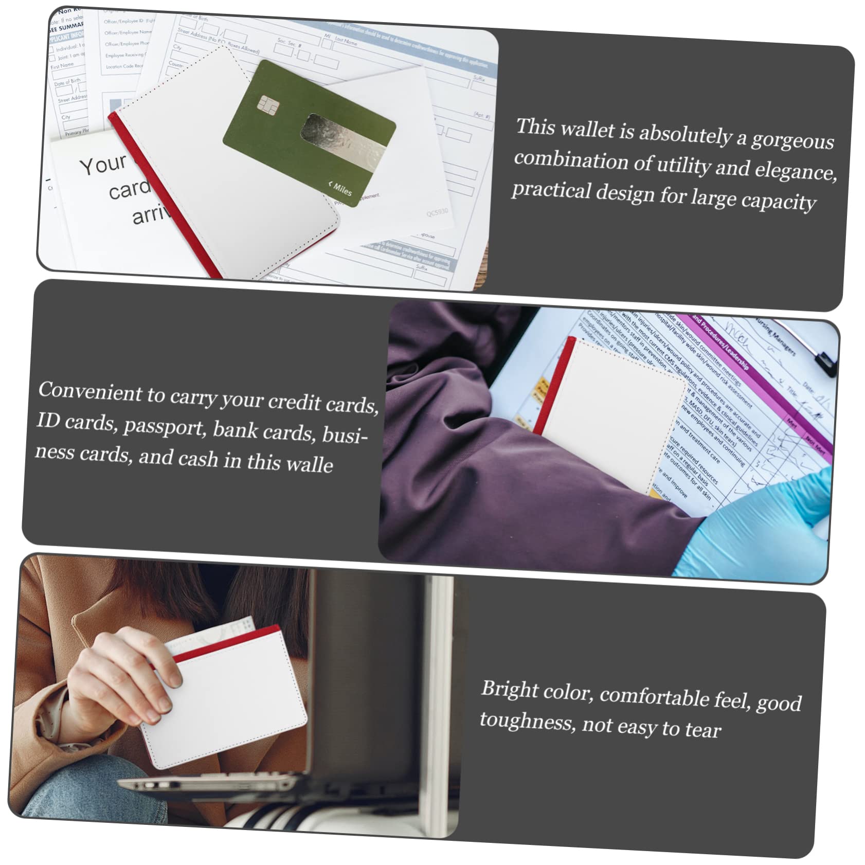 FRCOLOR Portadocumentos de Viaje Rojo de Cuero PU Gran Capacidad, Diseño Elegante y Práctico, Juego de 3 Piezas para Organizar Pasaporte, Tarjetas
