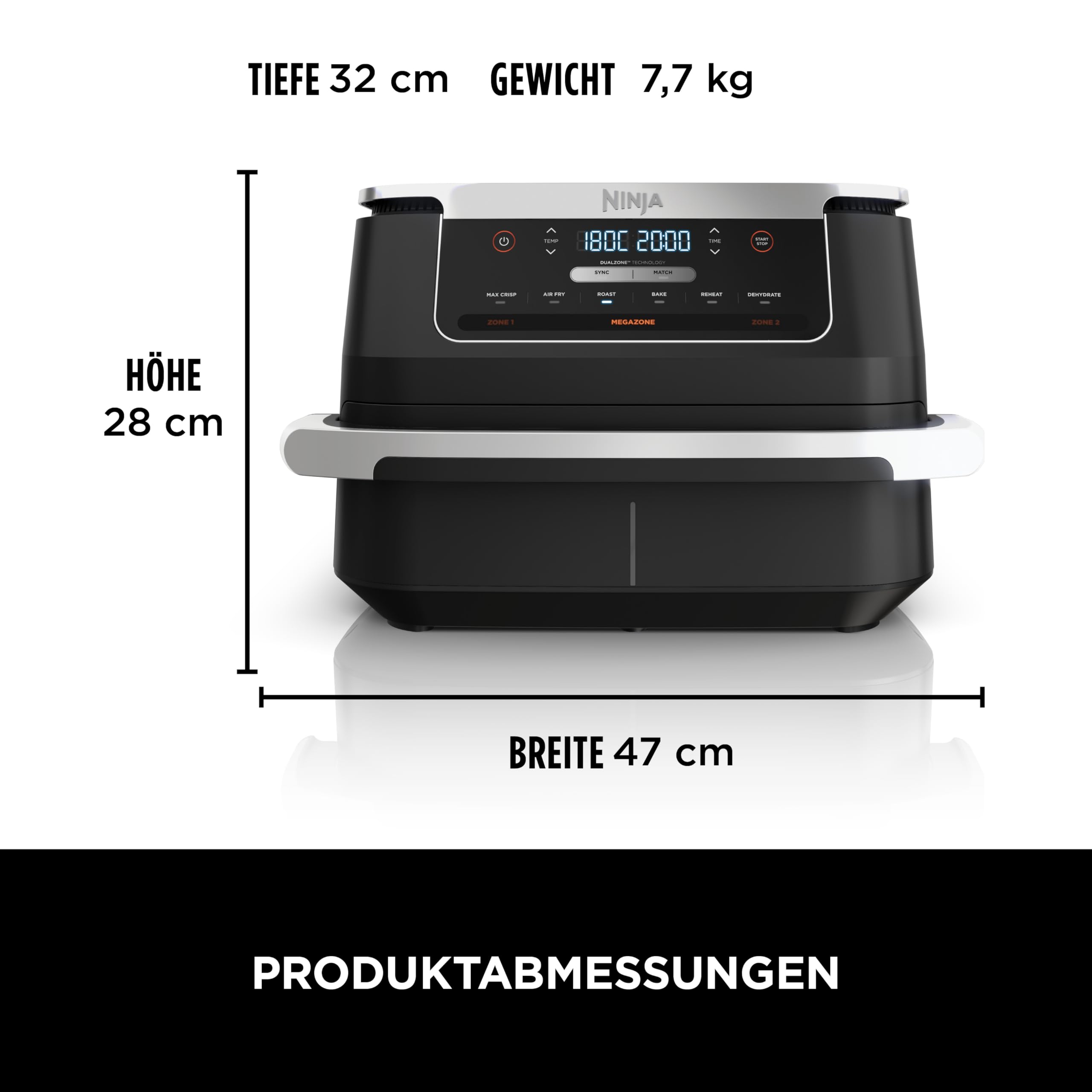 Ninja FlexDrawer Heißluftfritteuse (6 Liter), Schwarz. Dual Zone Air Fryer, große Schublade, 6-in-1, ohne Öl, heißluft-frittieren, braten, backen, Max Crisp, Antihaft spülmaschinenfeste Teile, AF550EU