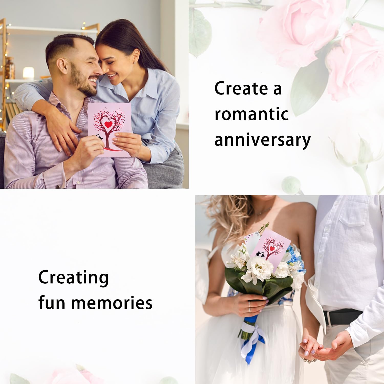 Romantic Love Tree Anniversary Card, 6''x7.9'' Heart Tree Couple Love Pop-Up Card for Wedding, Valentines Day, Birthday, 3D Gift Cards for Her, Him, Wife, Husband - Image 4