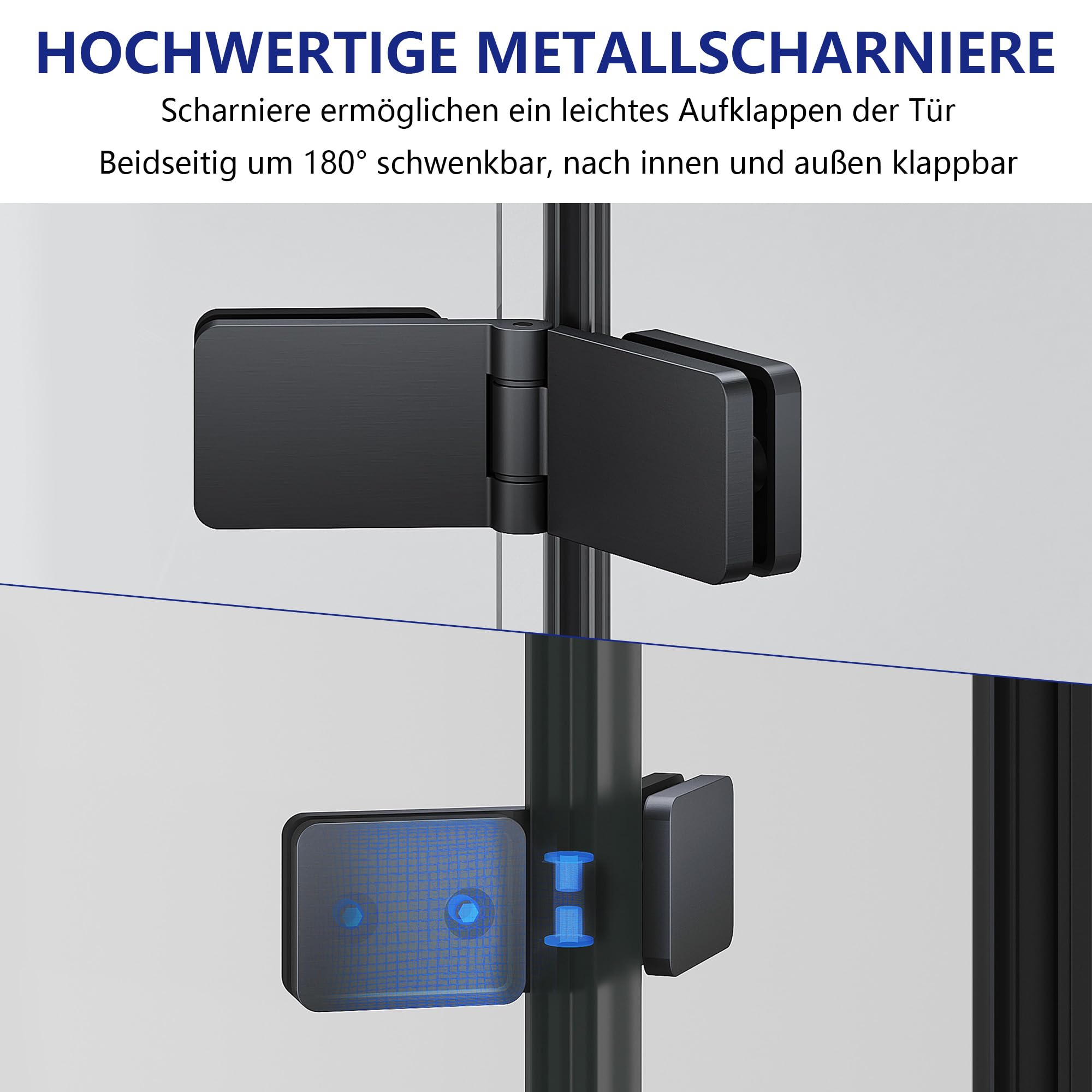 IMPTS Duschwand für Badewanne 140x140 cm Duschtrennwand Faltbare 3-teilig | 6 mm ESG Sicherheitsglas, Badewannenaufsatz 180º Faltbar, Rahmenloses Design, Transparentes Glas Schwarz