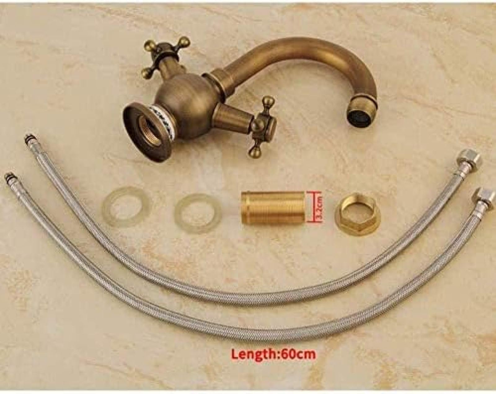 Grifo Grifo de Cocina Grifo Estilo Vintage Latón Antiguo Grifo de Fregadero de Doble manija Grifo de Fregadero de Agua fría y Caliente Accesorios de baño