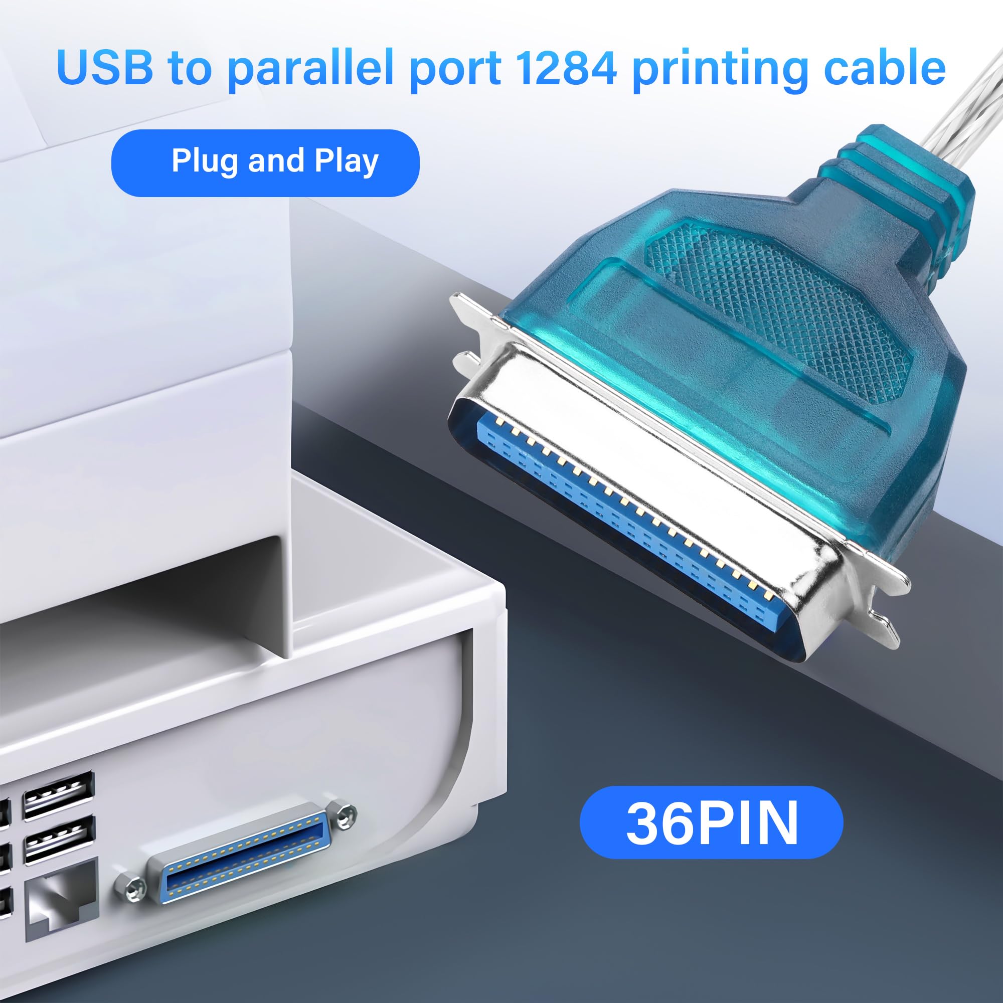 SinLoon Adaptador USB a puerto paralelo USB a IEEE1284 CN36 adaptador de cable de impresora paralelo para impresora (1.4M/4.5FT)