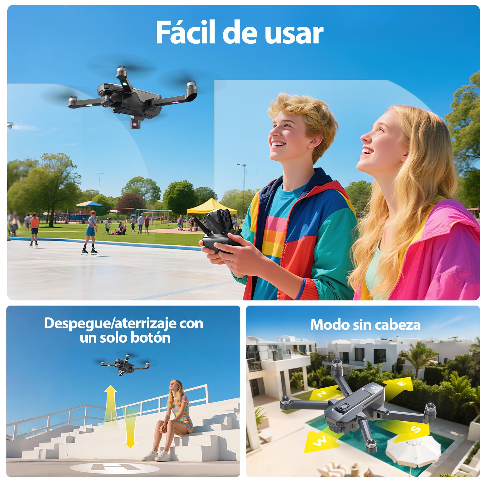 DEERC D25 Drone con Cámara 4K para Niños y Adultos, Transmisión 5G, Cuadricóptero RC Plegable, Juguete Compacto con Motor sin Escobillas, Mantenimiento de Altitud, Giros 3D, 2 Baterías