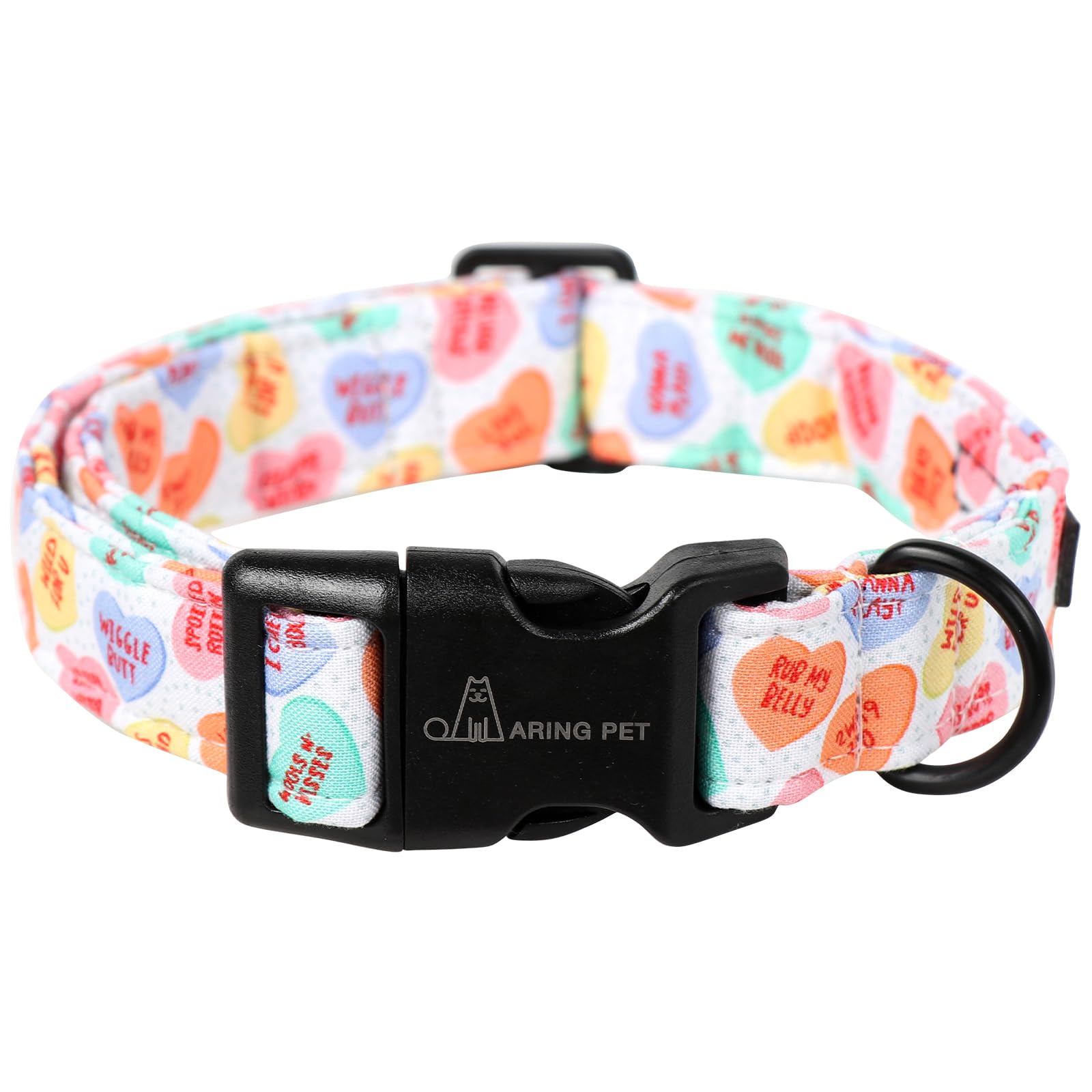 ARING PET Valentine's Day Dog Collar, Cute Candy Heart Pet Collars with Quick Release Buckle for Puppy Small Medium Large Boy Girl Dogs-S